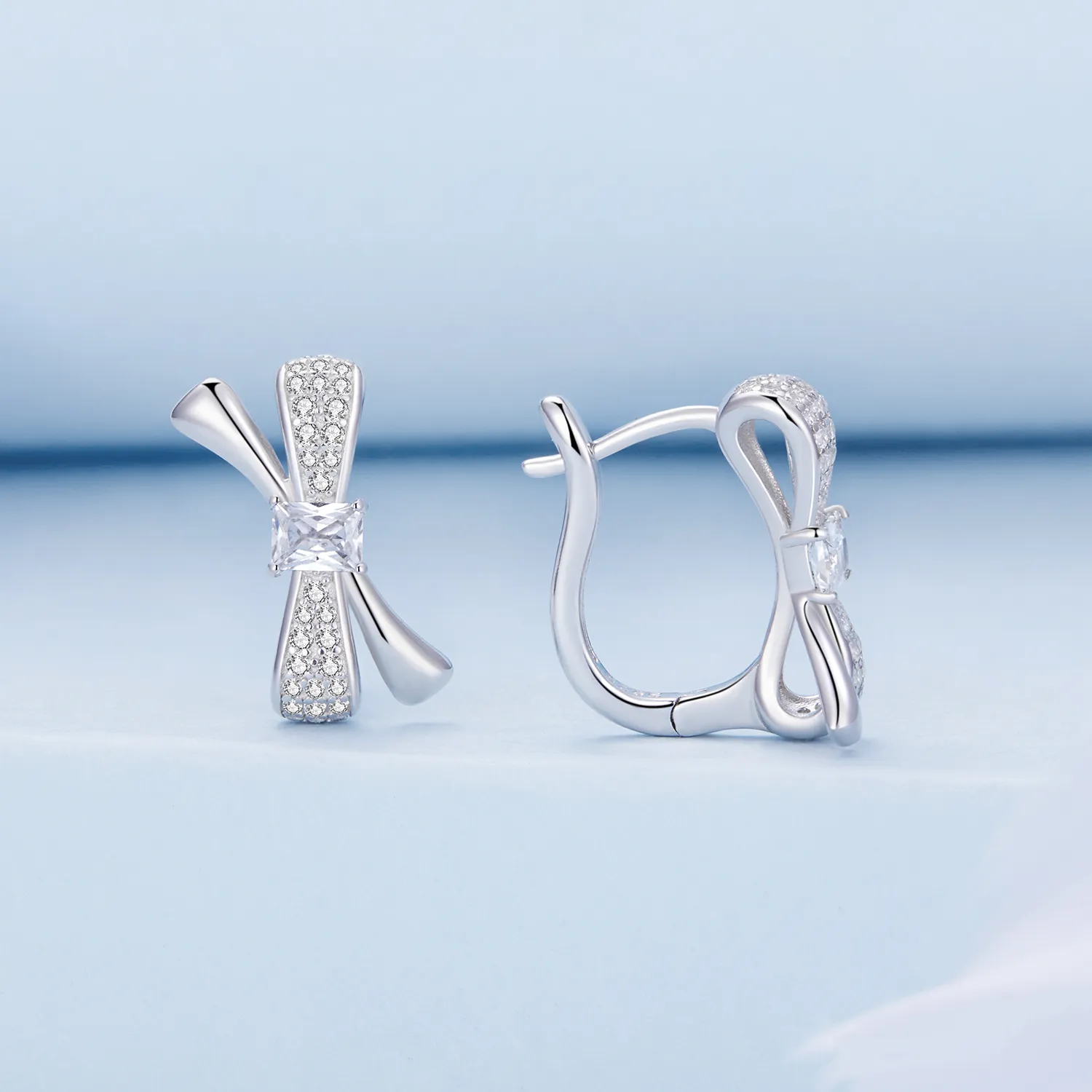 Pandora Style Bow Hoop Earrings - BSE810