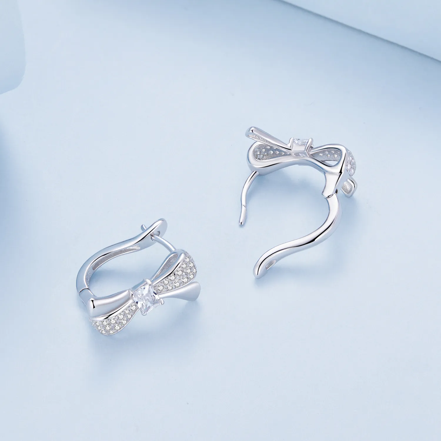 Pandora Style Bow Hoop Earrings - BSE810