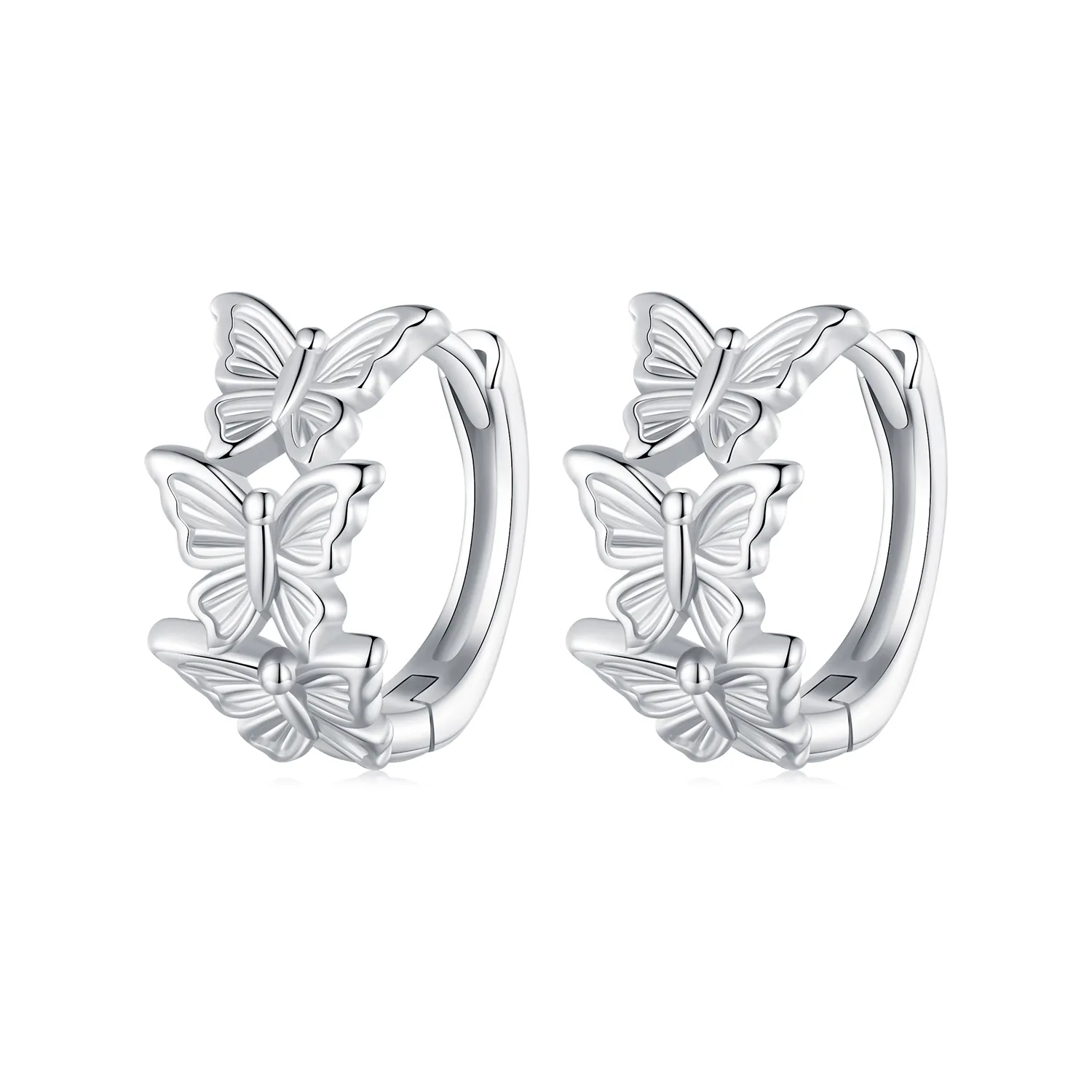 Pandora Style Butterfly Hoop Earrings - BSE908