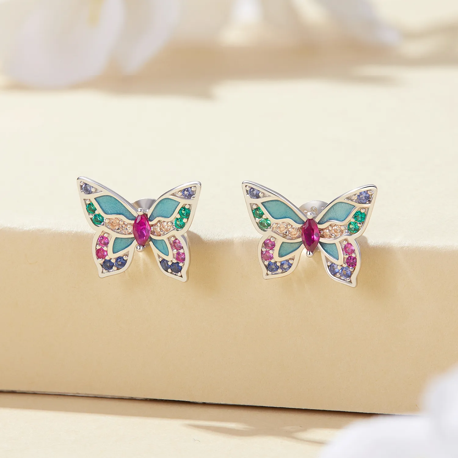 Pandora Style Butterfly Studs Earrings - BSE807