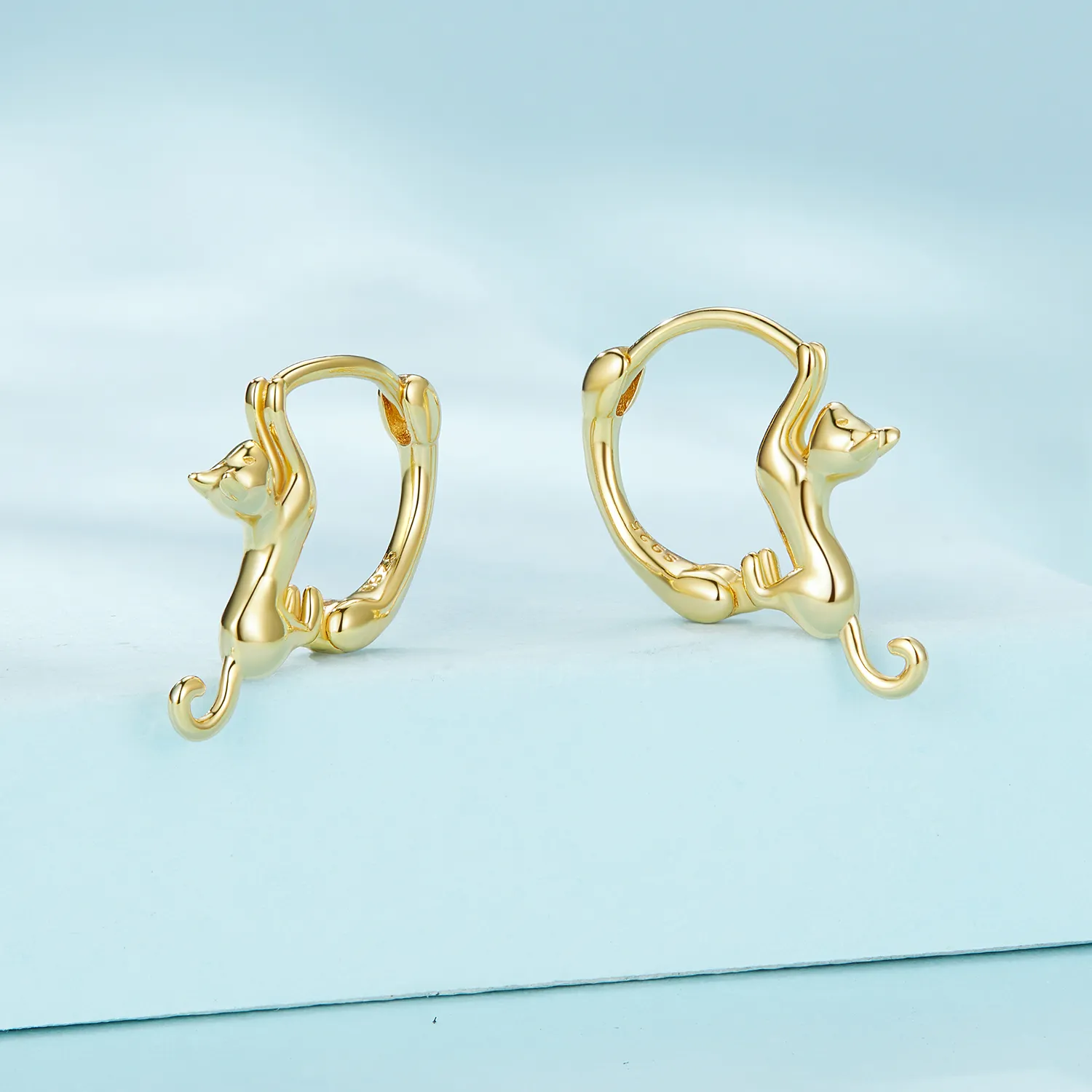 Pandora Style Cat Hoop Earrings - SCE1488-LB