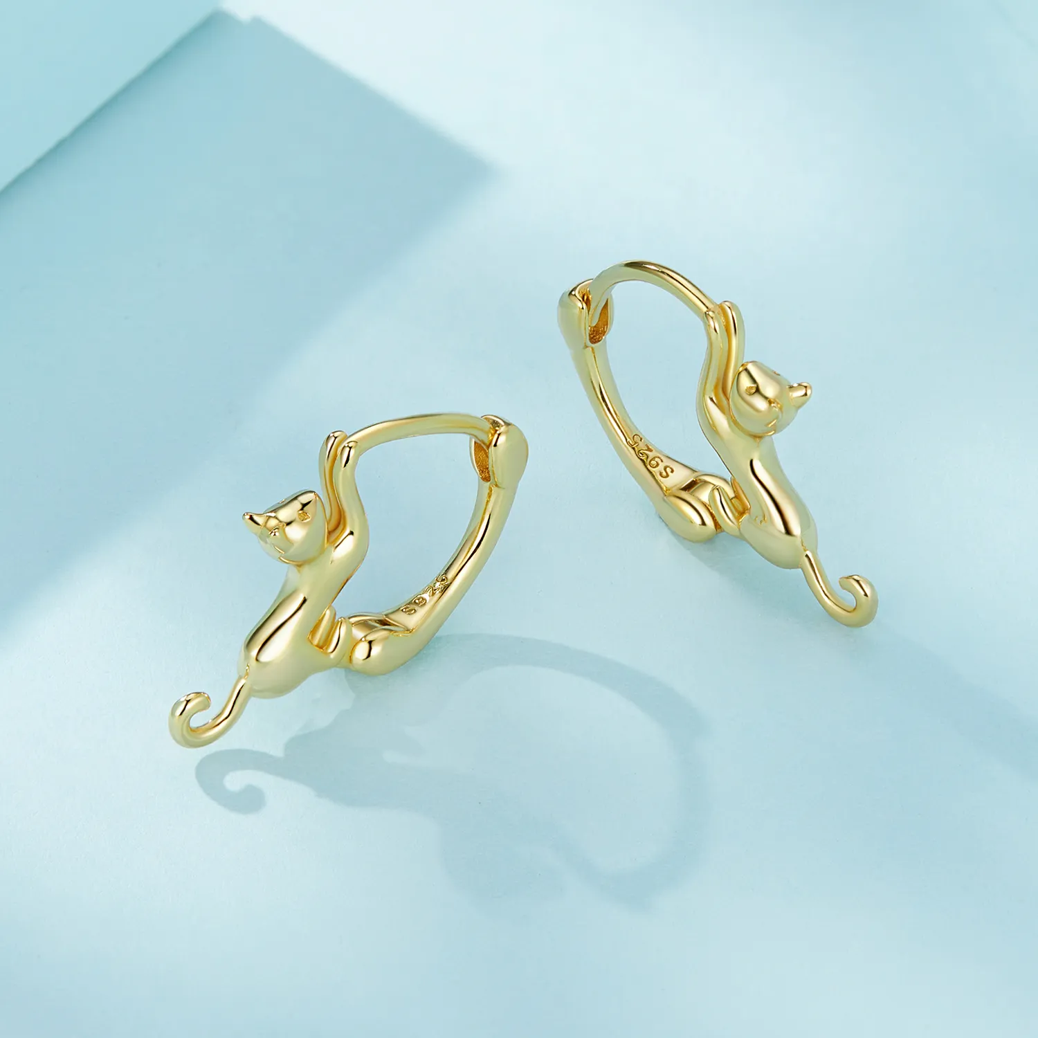 Pandora Style Cat Hoop Earrings - SCE1488-LB