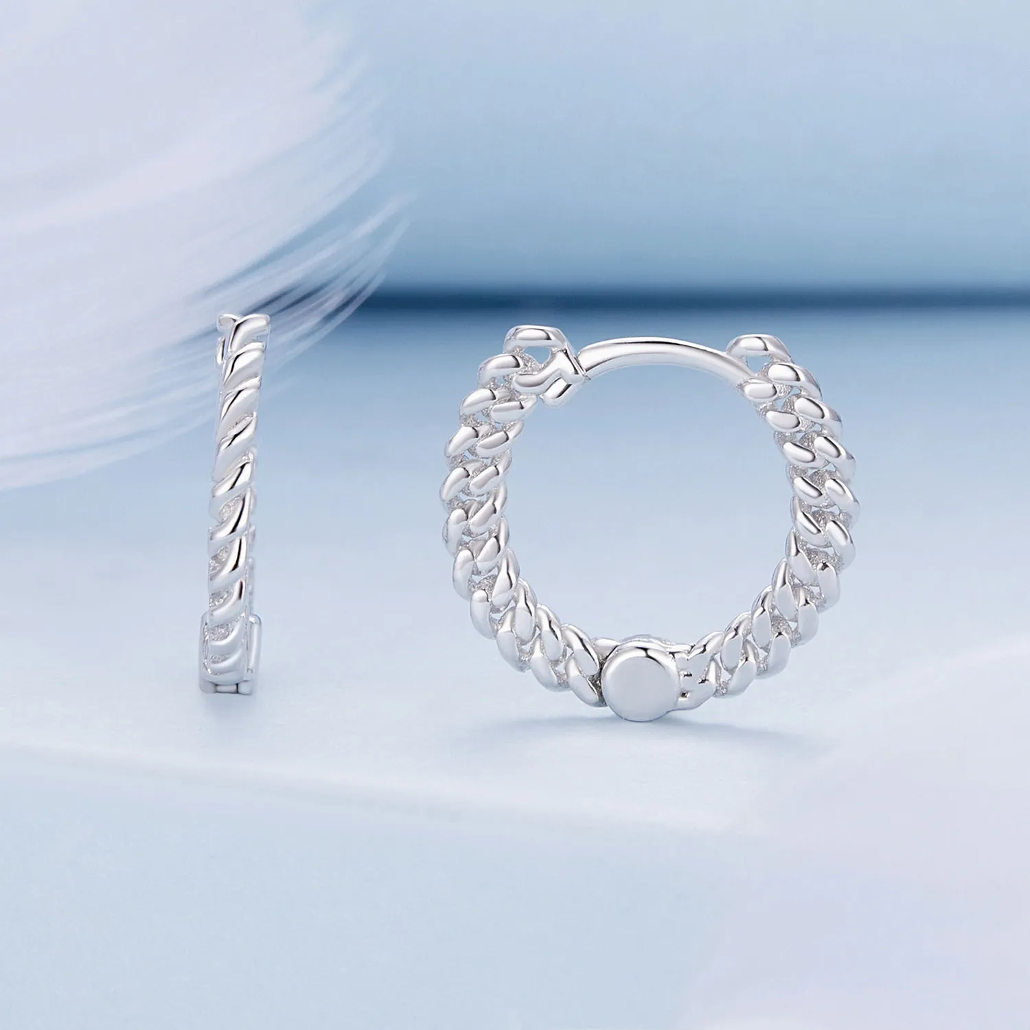 Pandora Style Chain Hoop Earrings - BSE906