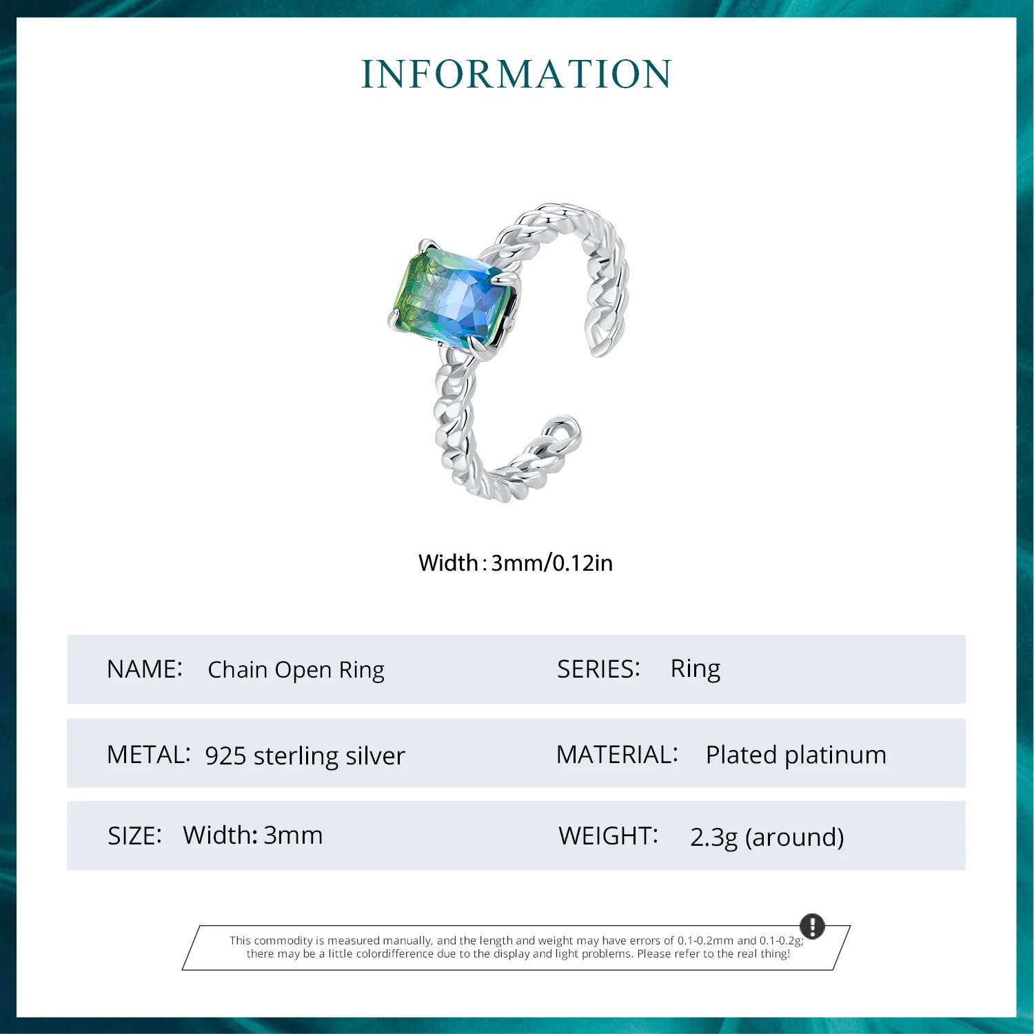 Pandora Style Chain Open Ring - BSR476-E