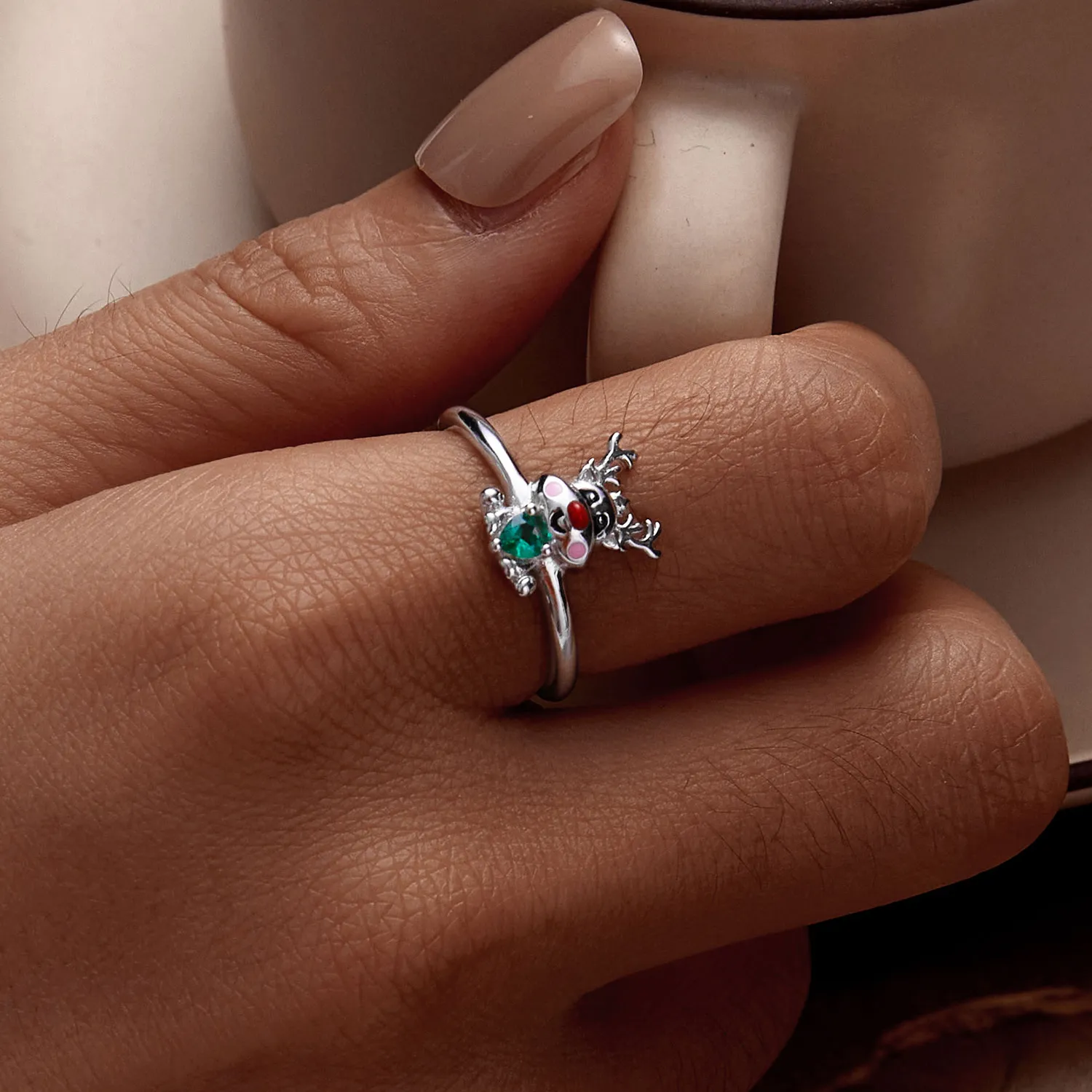 Pandora Style Christmas Reindeer Open Ring - BSR493-E