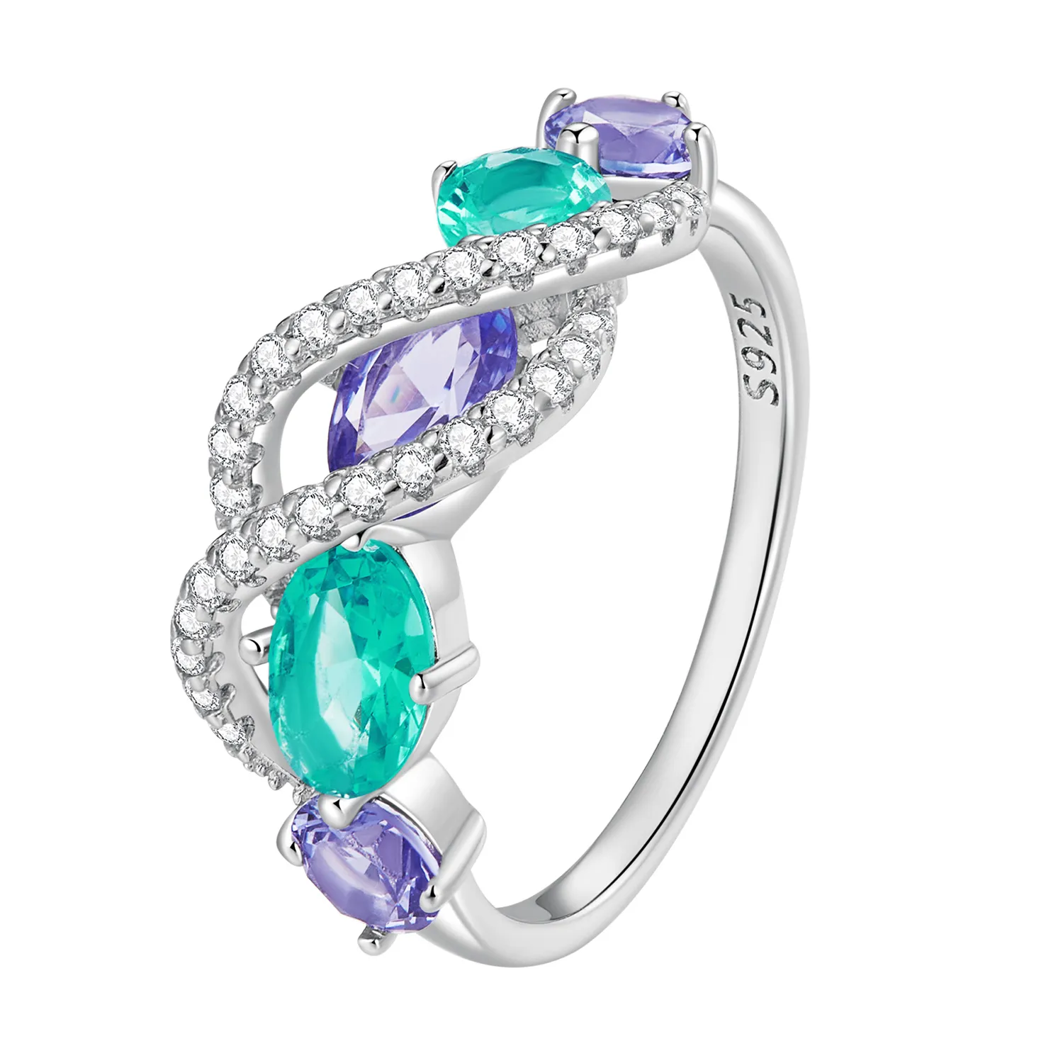 Pandora Style Colored Nano-Zircon Luxurious Winding Ring - BSR402