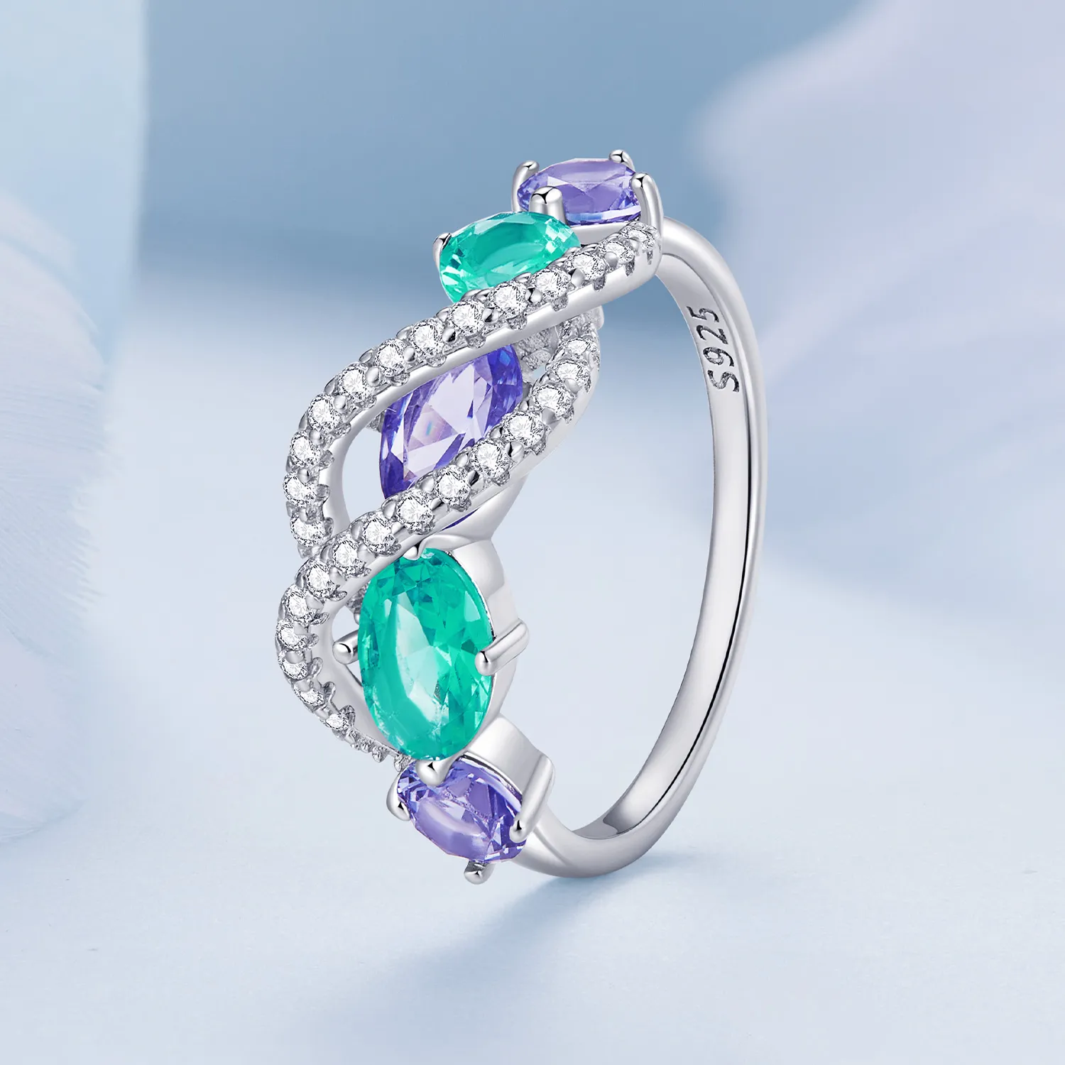 Pandora Style Colored Nano-Zircon Luxurious Winding Ring - BSR402