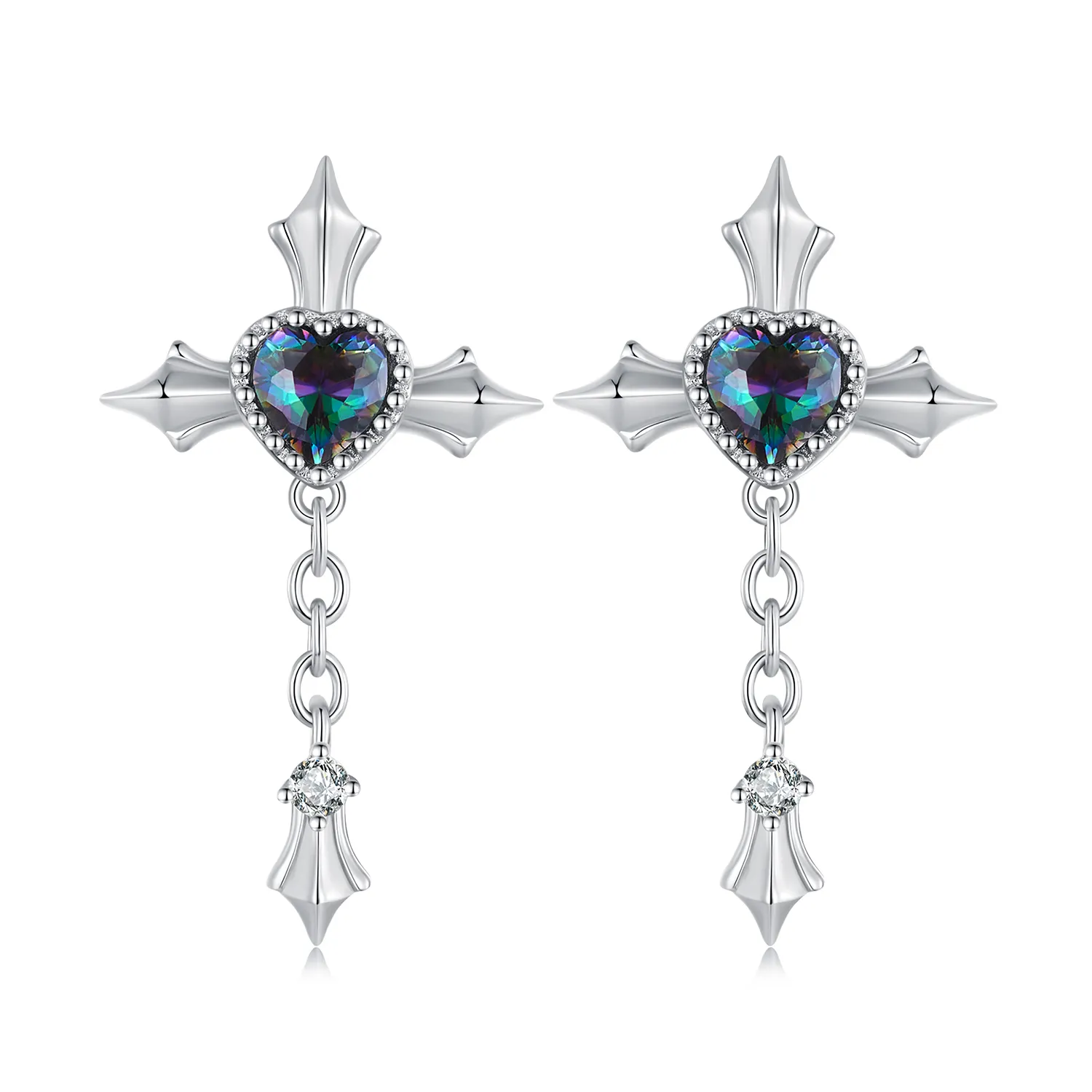 Pandora Style Cross Chain Studs Earrings - BSE912