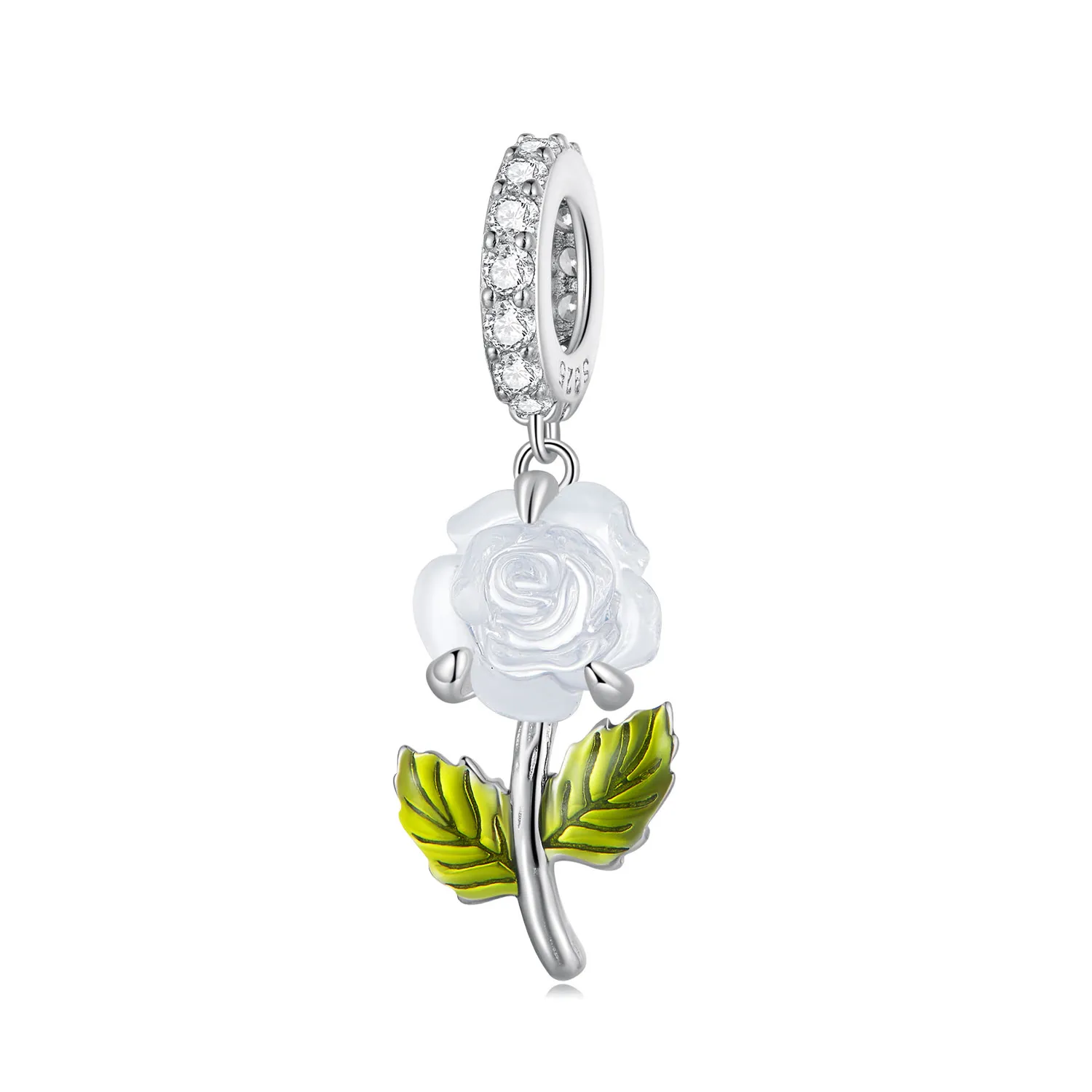 Pandora Style Crystal Rose Dangle - BSC824