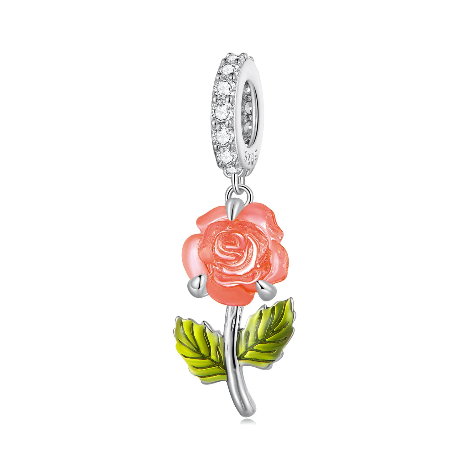 pandora style crystal rose dangle bsc824og