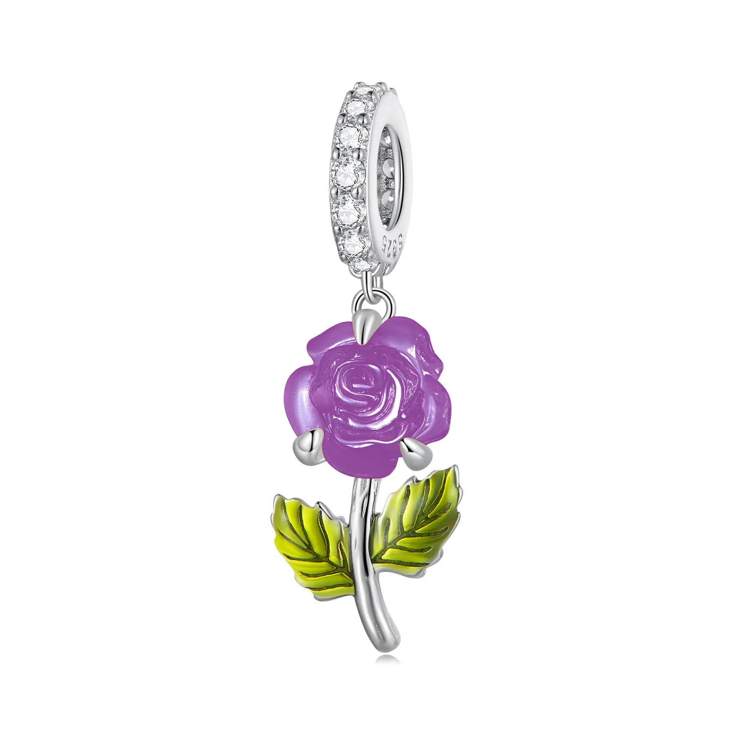 Pandora Style Crystal Rose Dangle - BSC824-VT