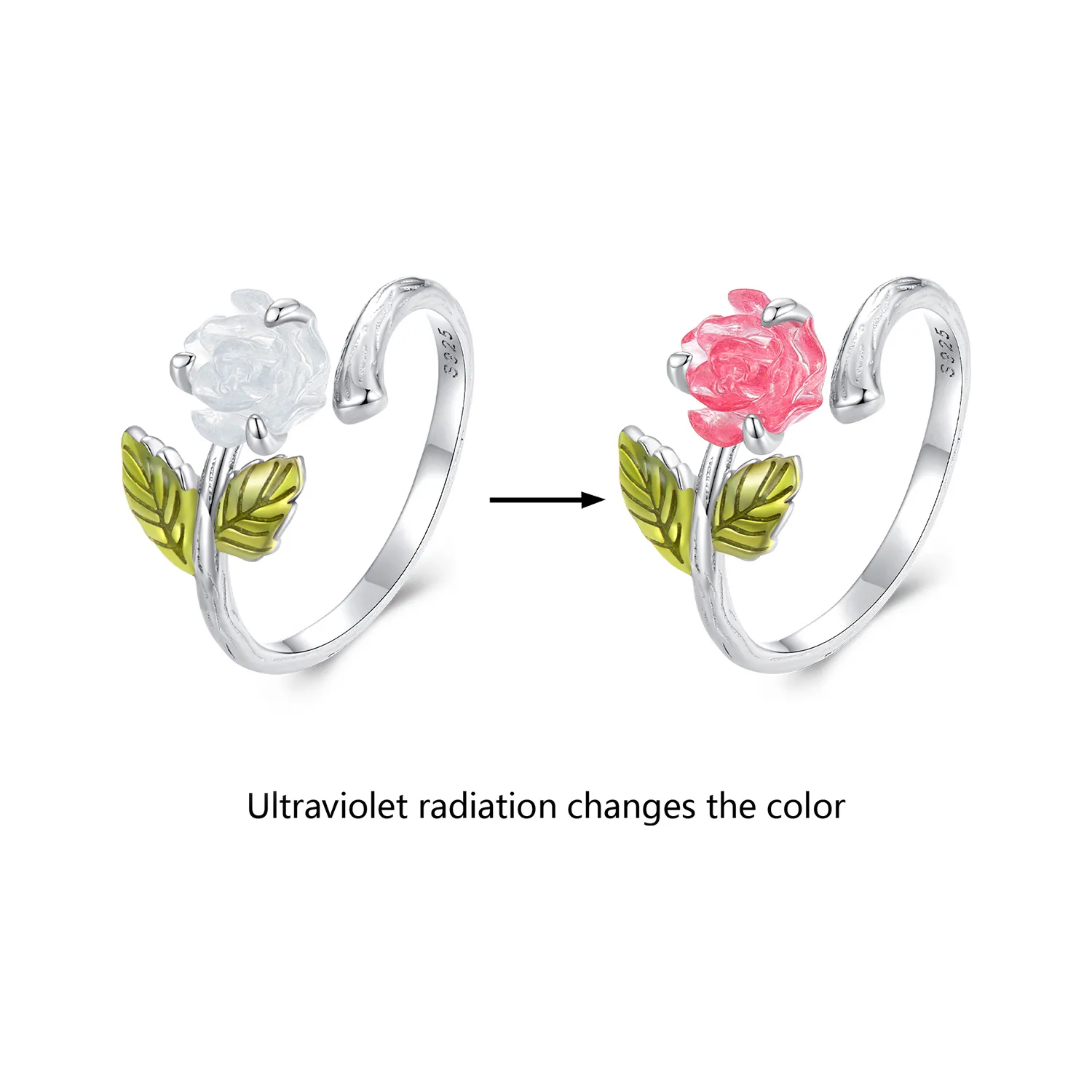 Pandora Style Crystal Rose Open Ring - BSR472-PKE