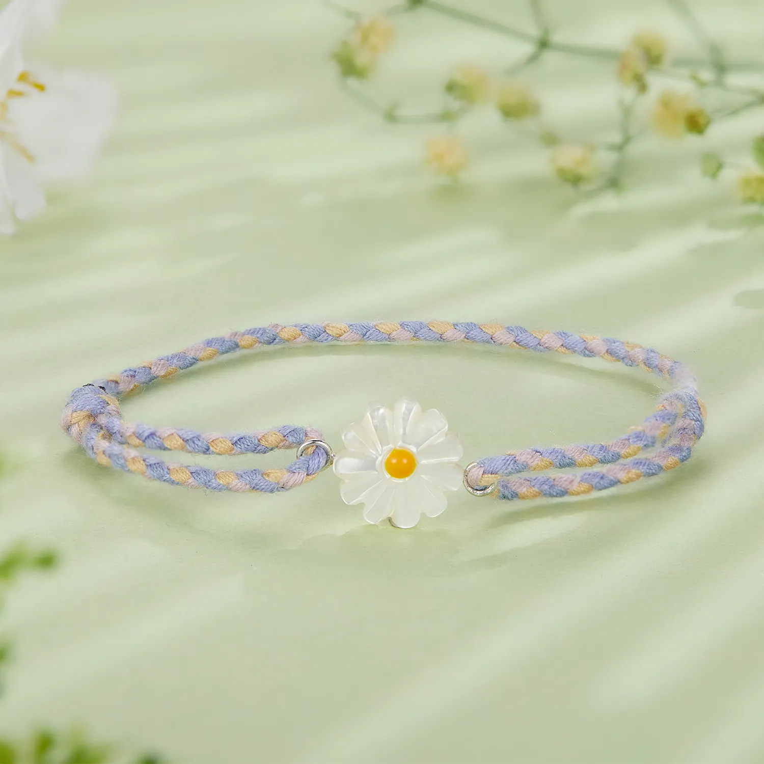 Pandora Style Daisy Cord Bracelet - SCB250