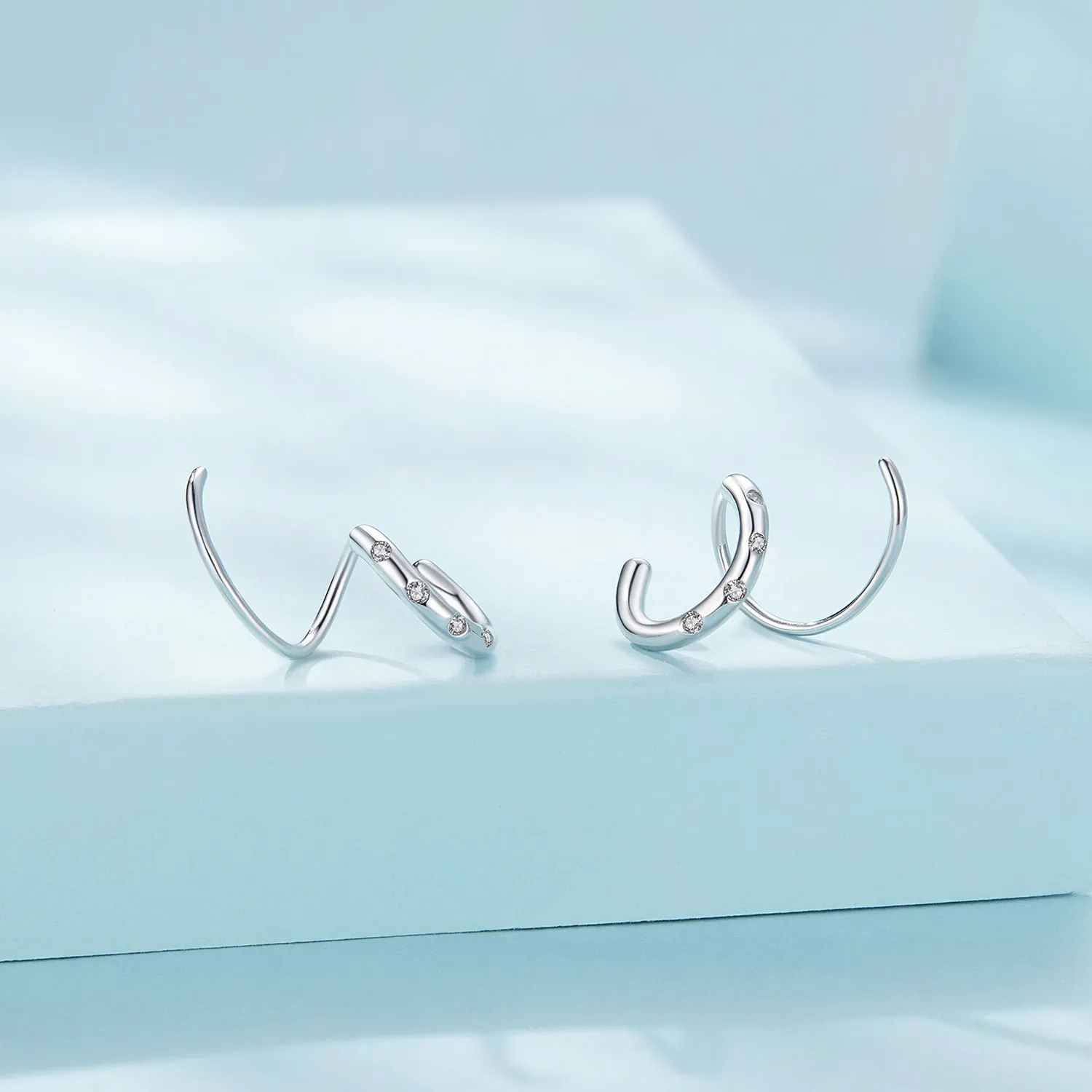 Pandora Style Double Hoop Earrings Stud Earrings - SCE1652