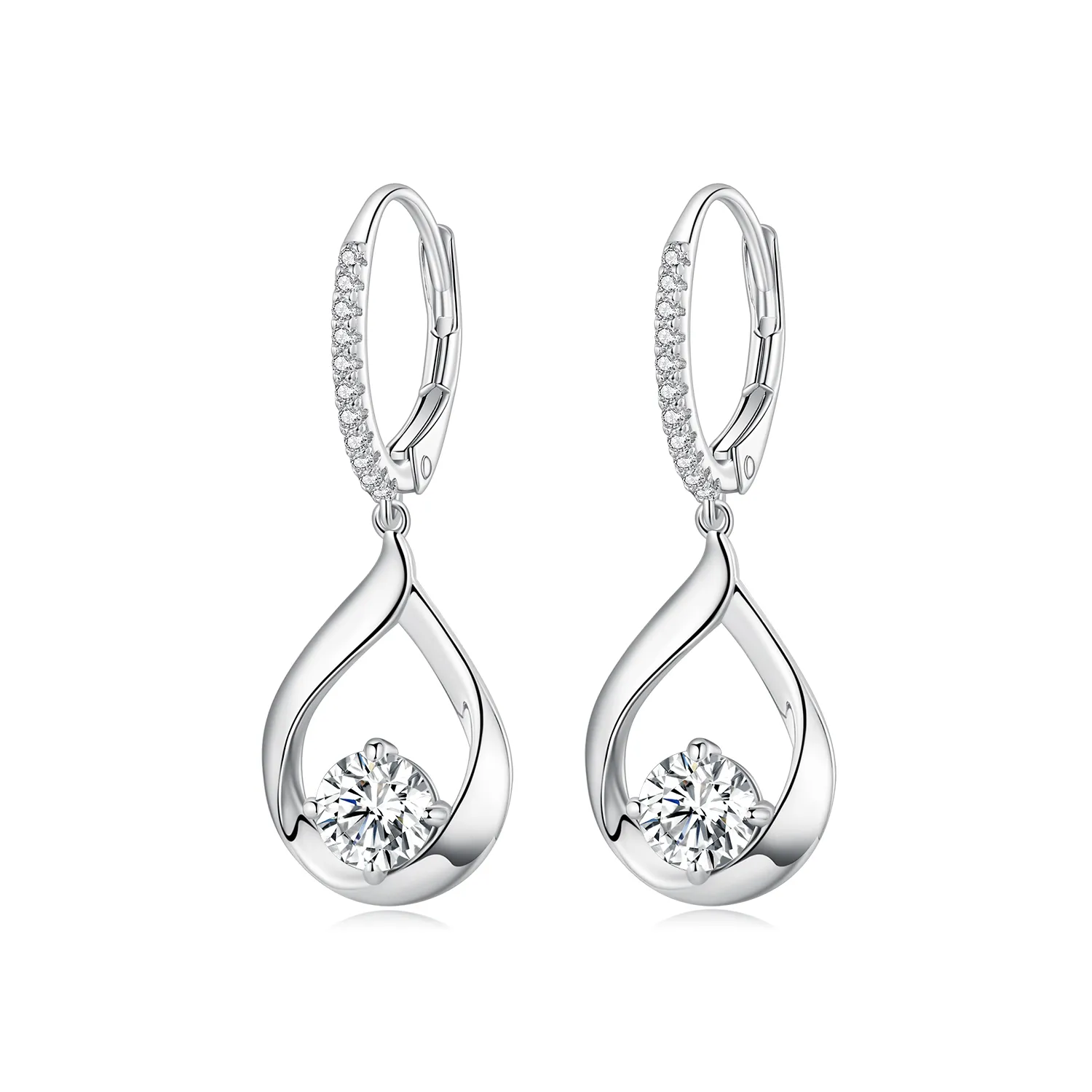 pandora style drop moissanite earringstwo certificates mse032