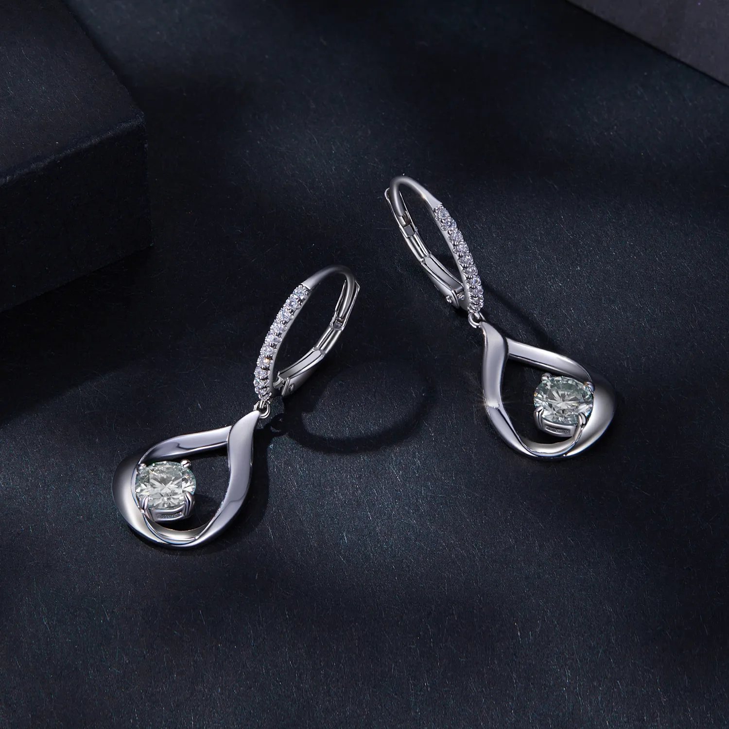 Pandora Style Drop Moissanite Earrings(Two Certificates) - MSE032