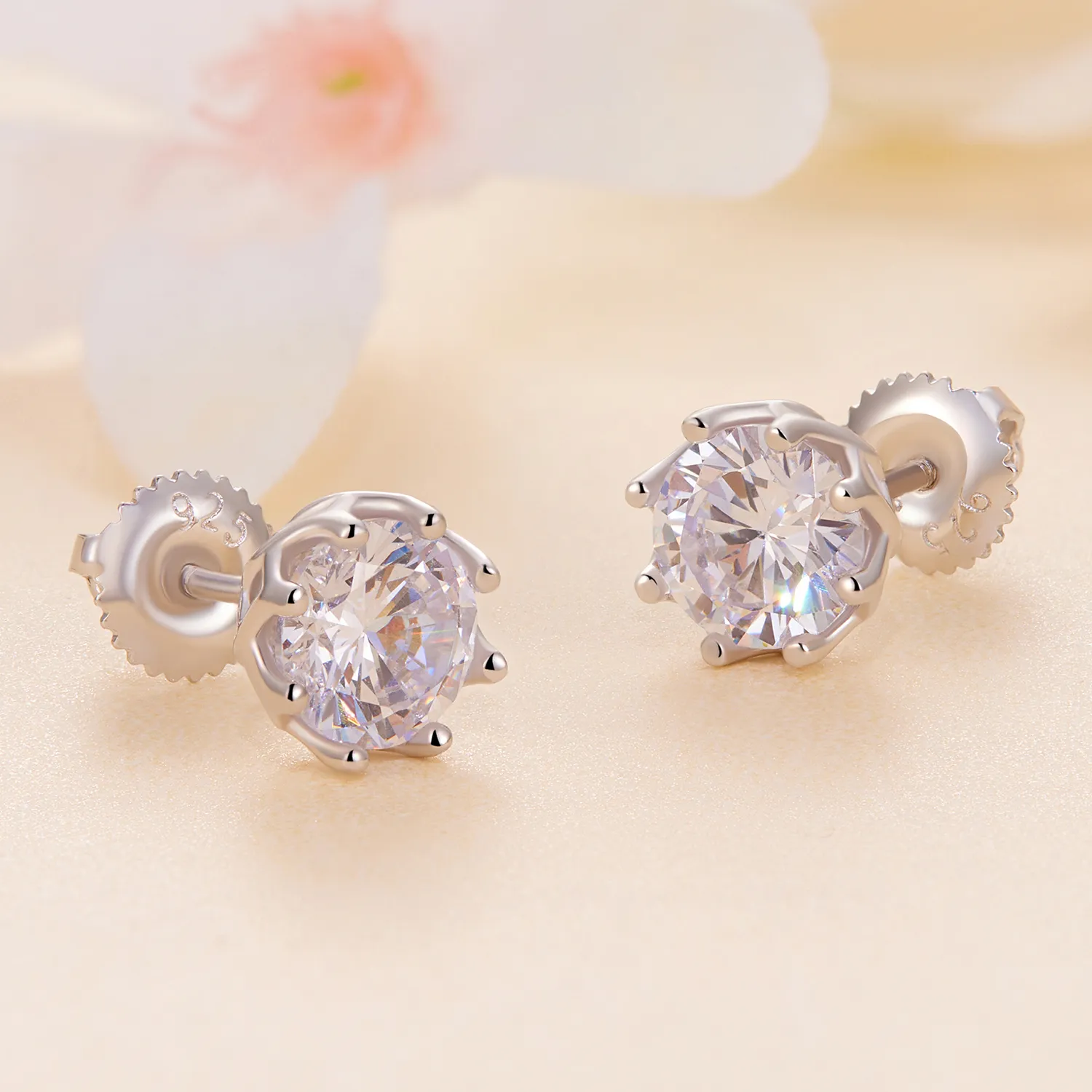 Pandora Style Exquisite Moissanite Studs Earrings(Two Certificates) - MSE016-L