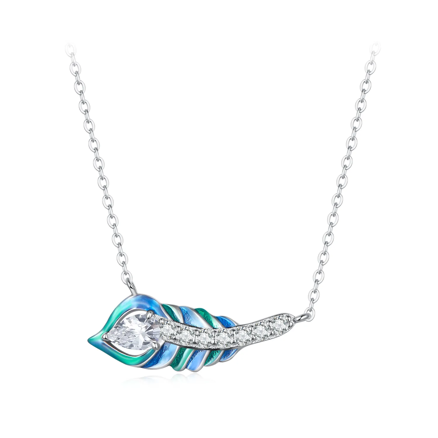 pandora style feather necklace bsn346