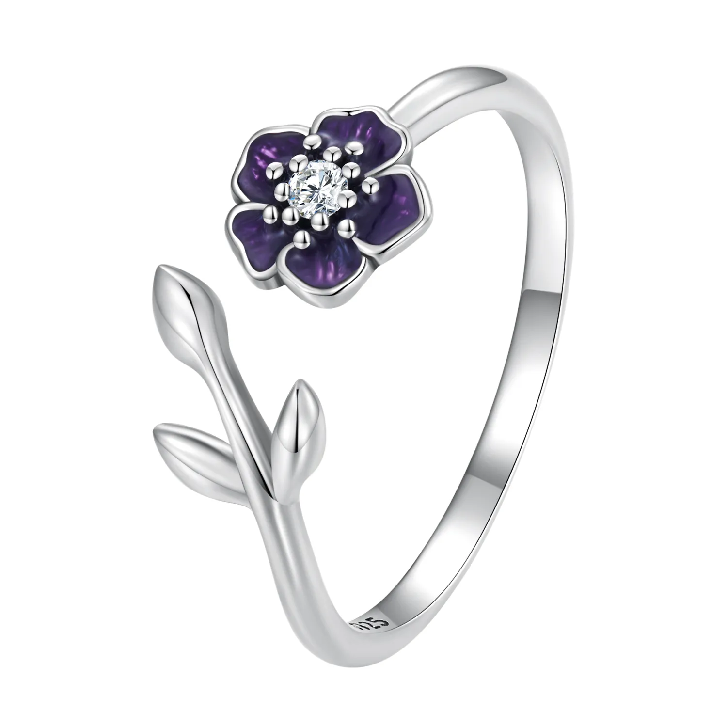 pandora style flower open ring bsr394