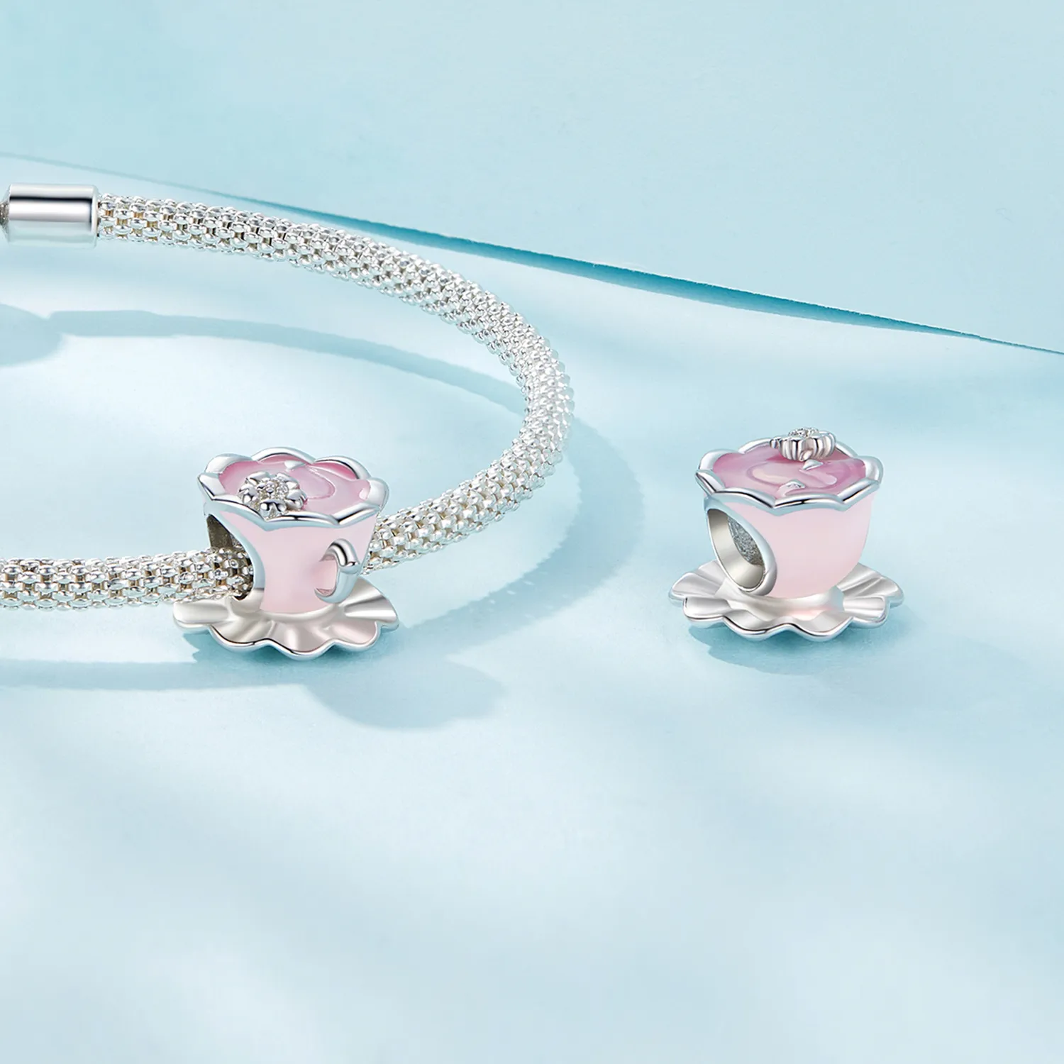 Pandora Style Flower Tea Cup Charm - SCC2563