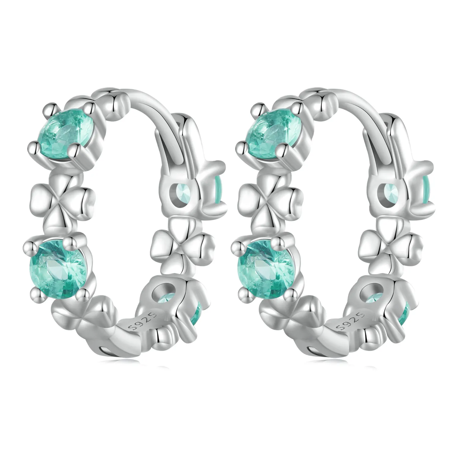 pandora style four leaf clover hoop earrings bse826