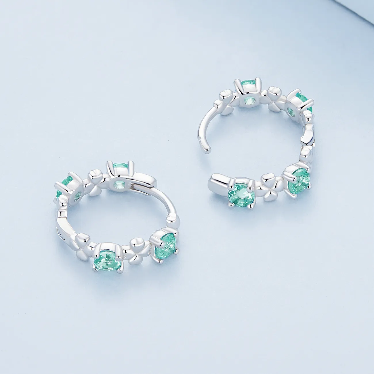 Pandora Style Four Leaf Clover Hoop Earrings - BSE826