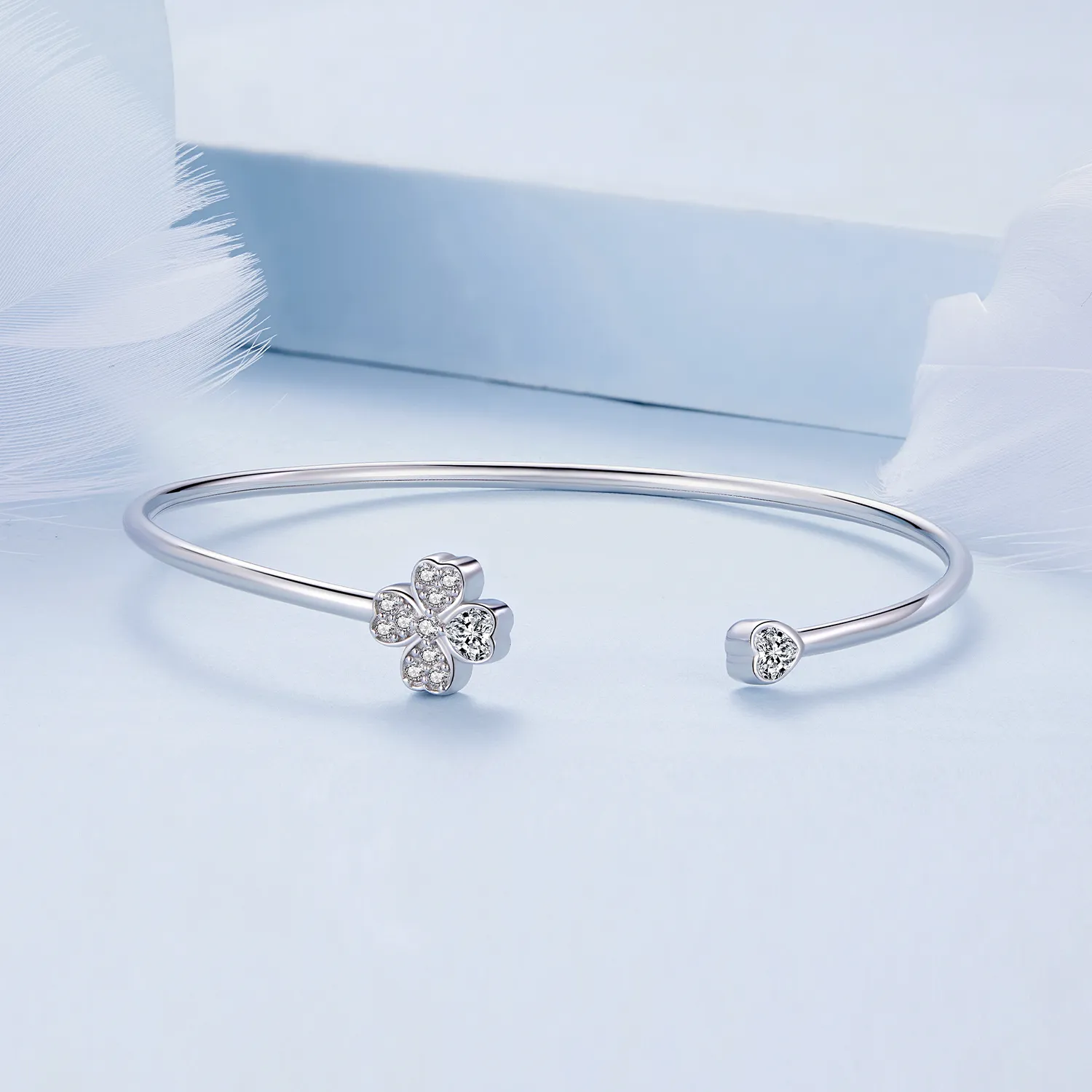 Pandora Style Four Leaf Clover Open Bangle - BSB134