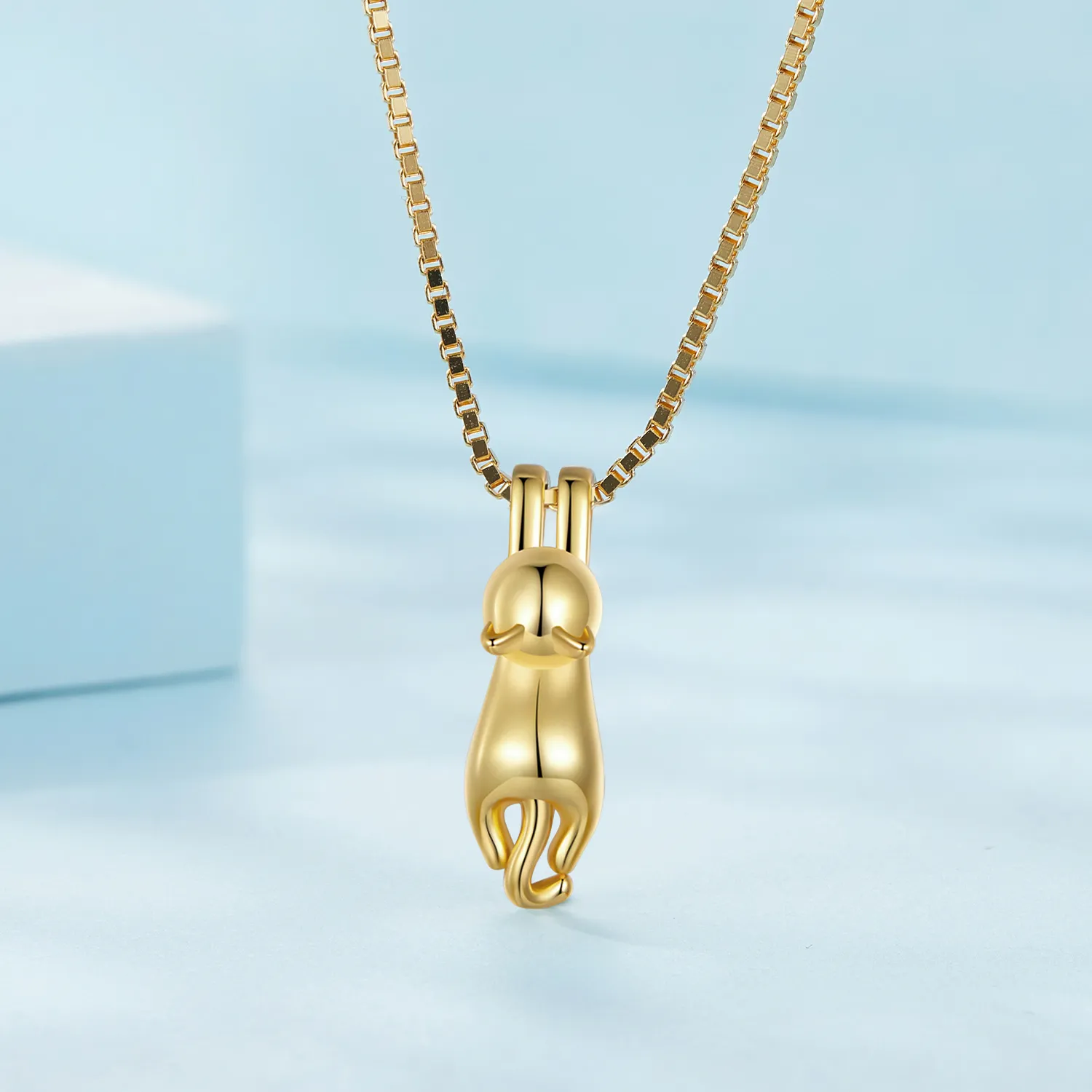 Pandora Style Golden Kitten Necklace - SCN032-B