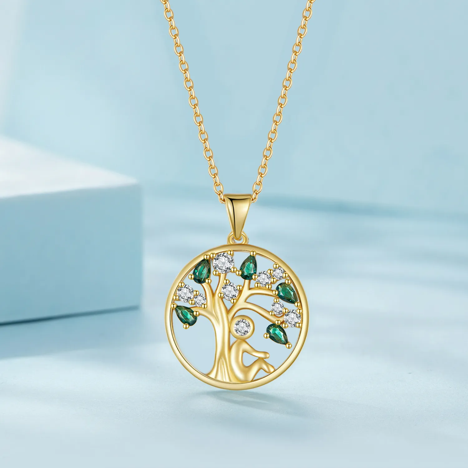 Pandora Style Golden Life Tree Necklace - SCN094-B