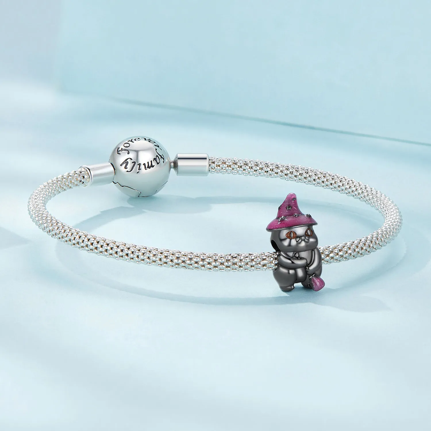 Pandora Style Halloween Witch Cat Charm - SCC2625