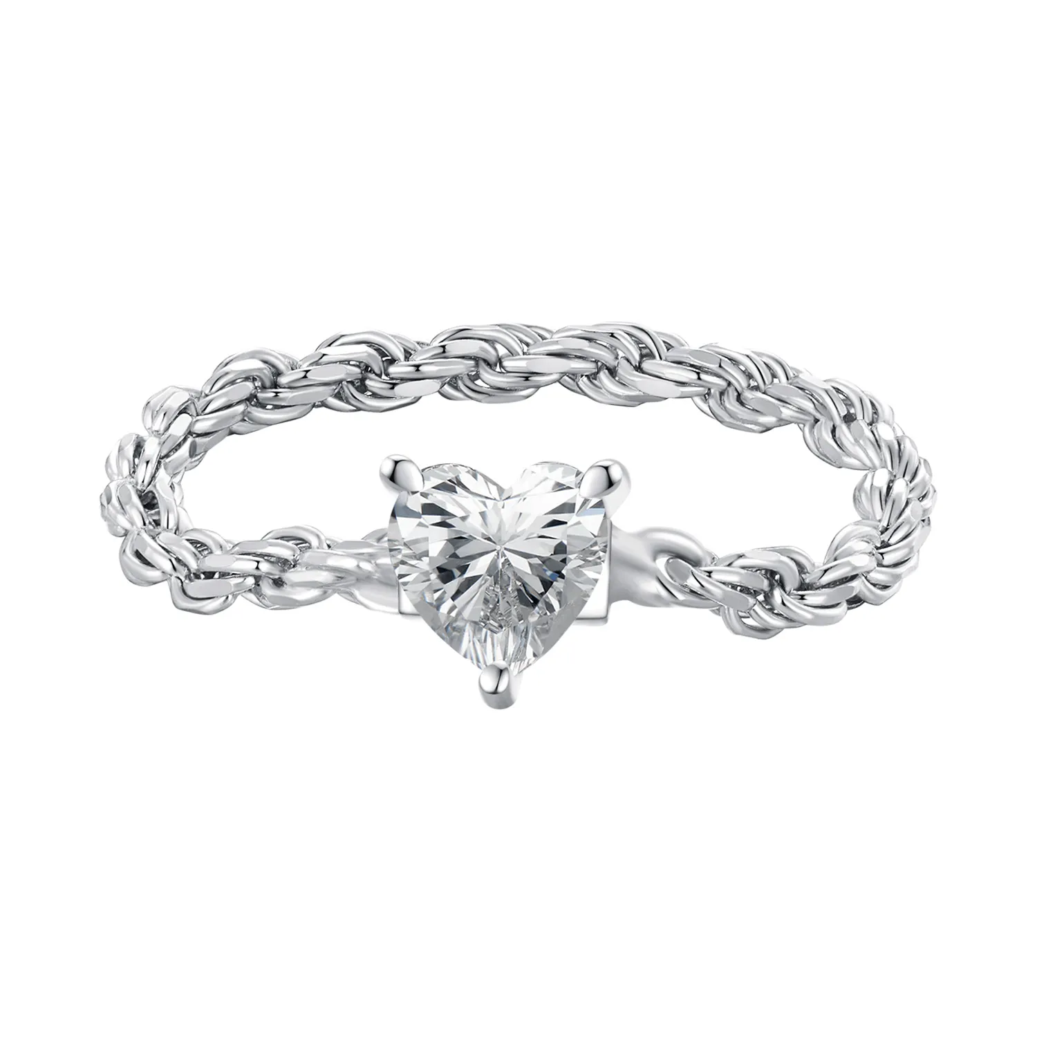 Pandora Style Heart Chain Ring - BSR410