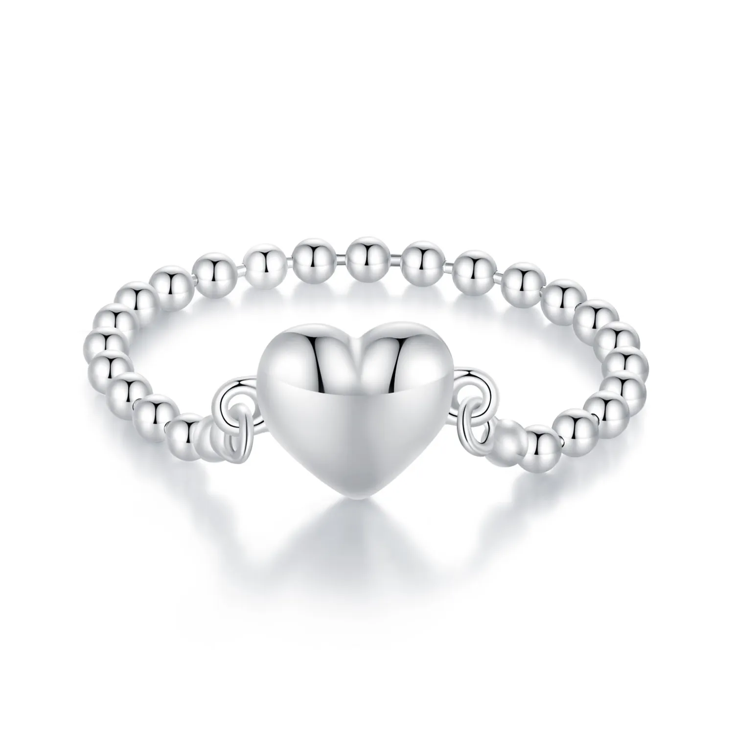 Pandora Style Heart Shape Chain Ring - BSR488