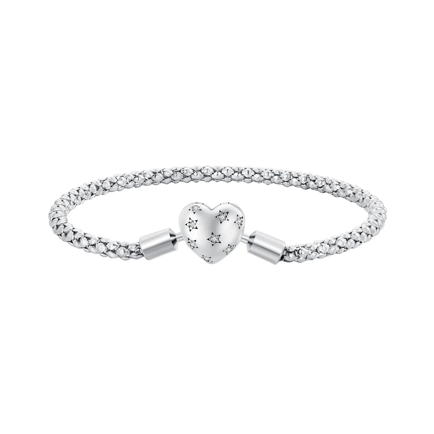 Pandora Style Heart Shaped Basic Chain Bracelet - BSB135