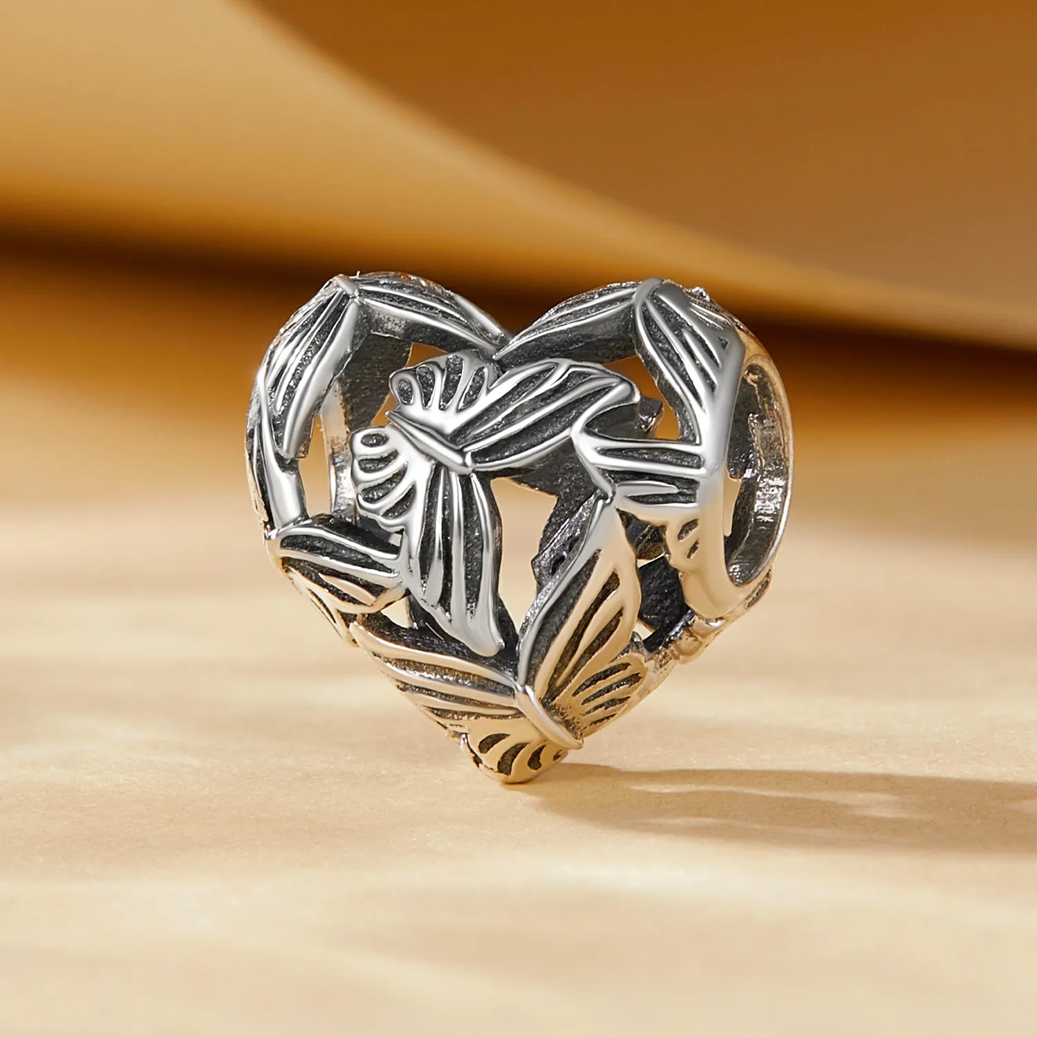 Pandora Style Heart Shaped Butterfly Charm - SCC2576