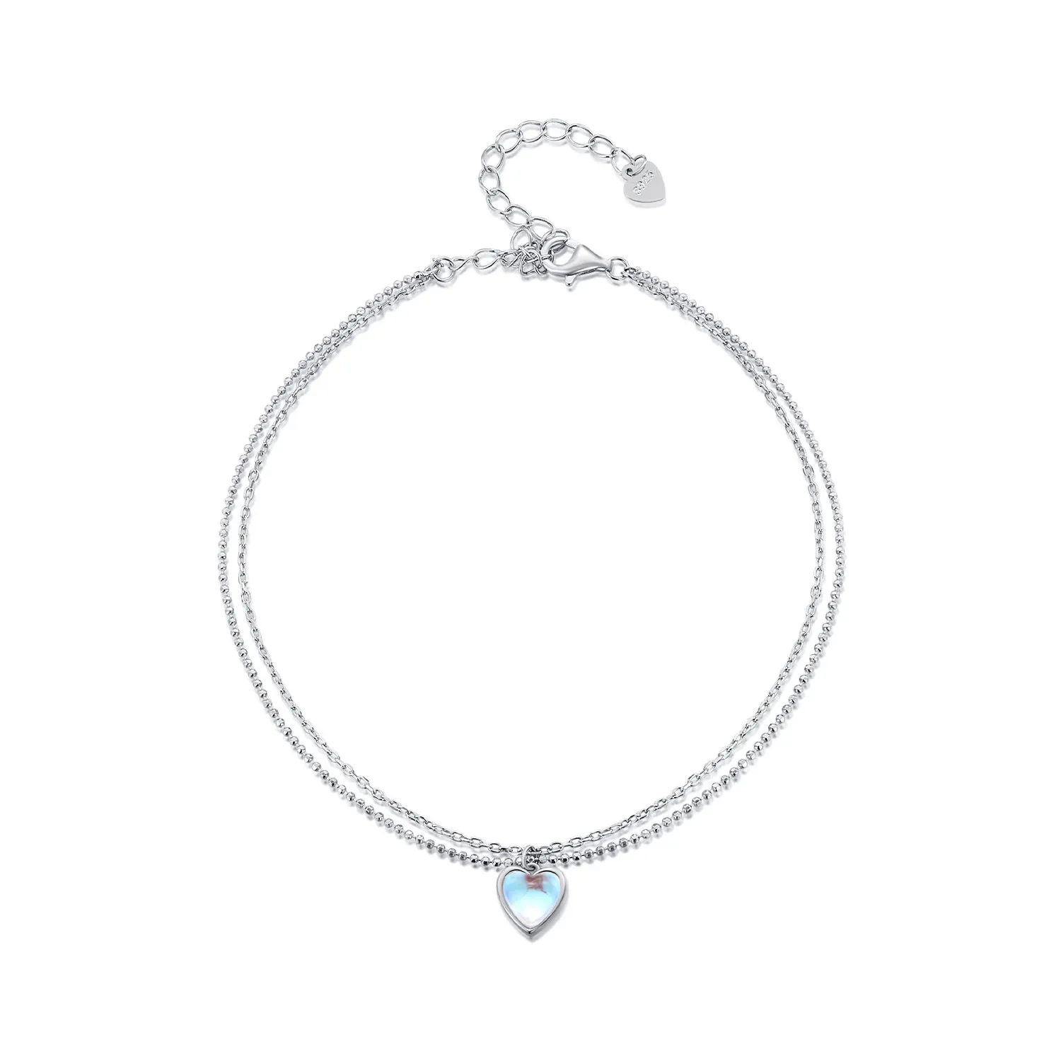 Pandora Style Heart Shaped Double Layer Anklet - SCT024