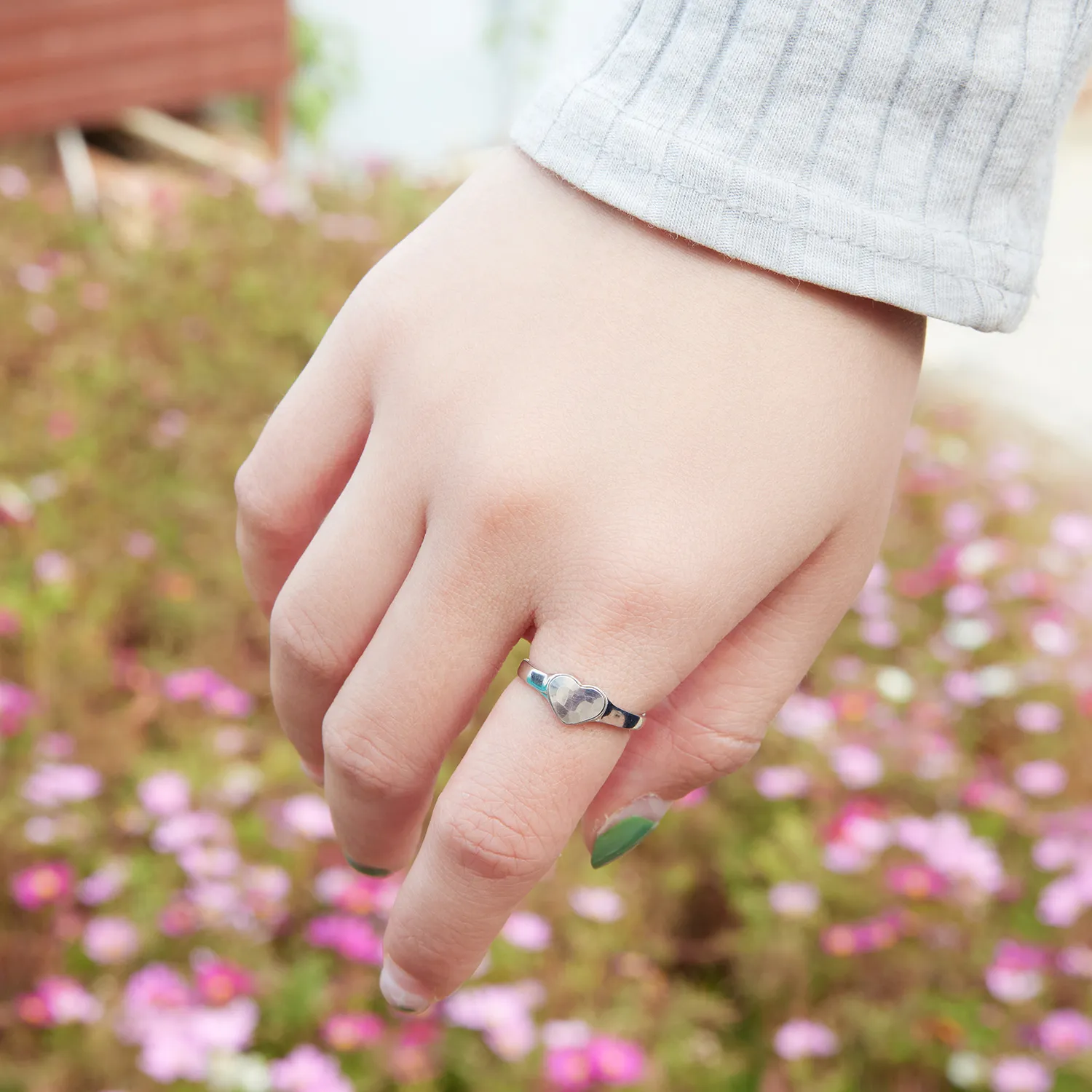 Pandora Style Heart-Shaped Reflective Ring - BSR434