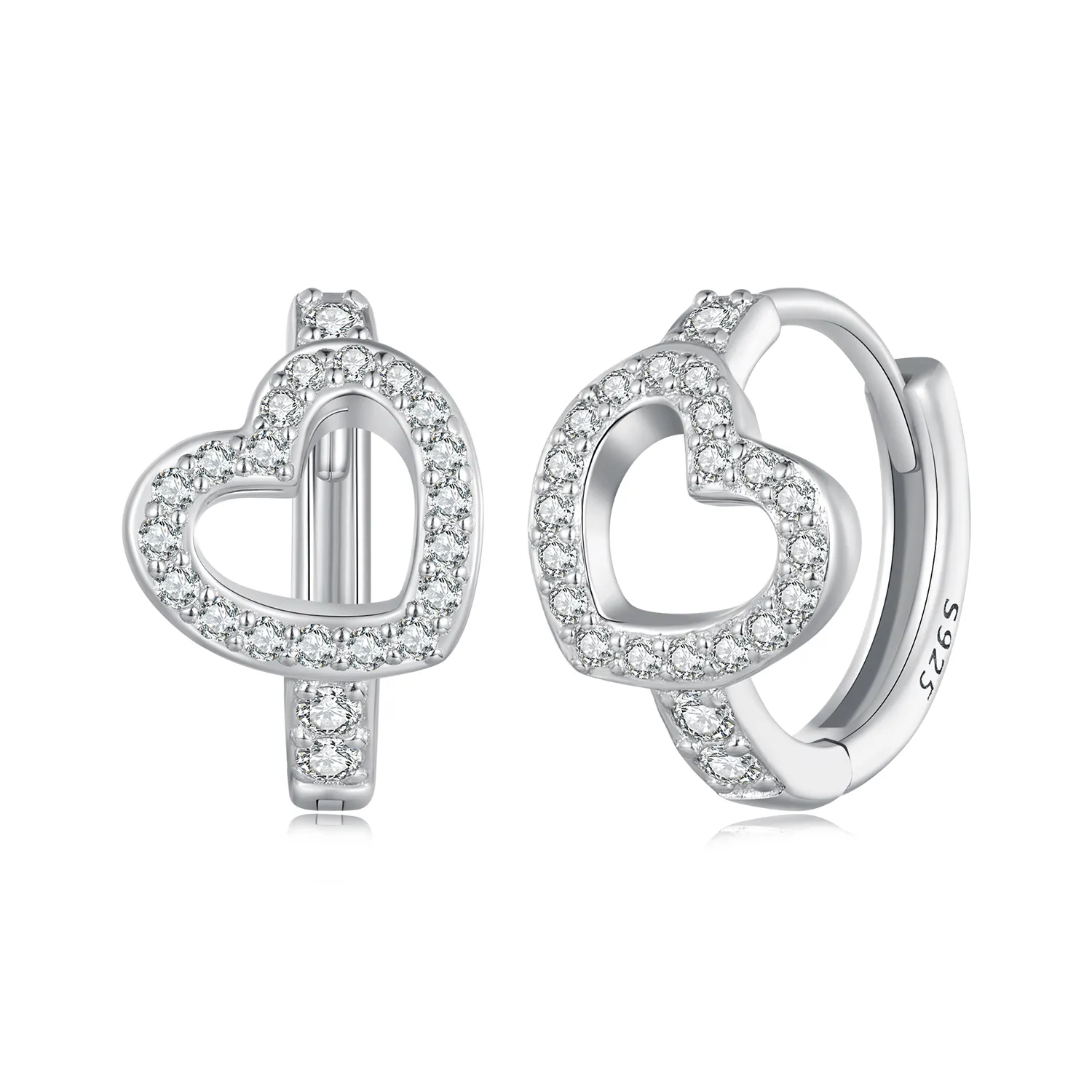 pandora style heartshaped hoop earrings bse879