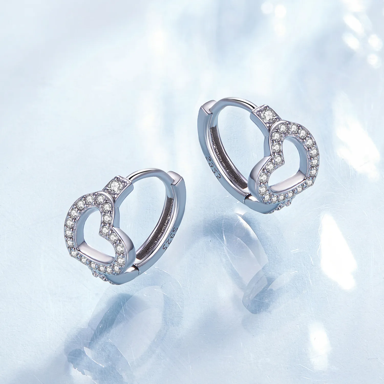 Pandora Style Heart-Shaped Hoop Earrings - BSE879