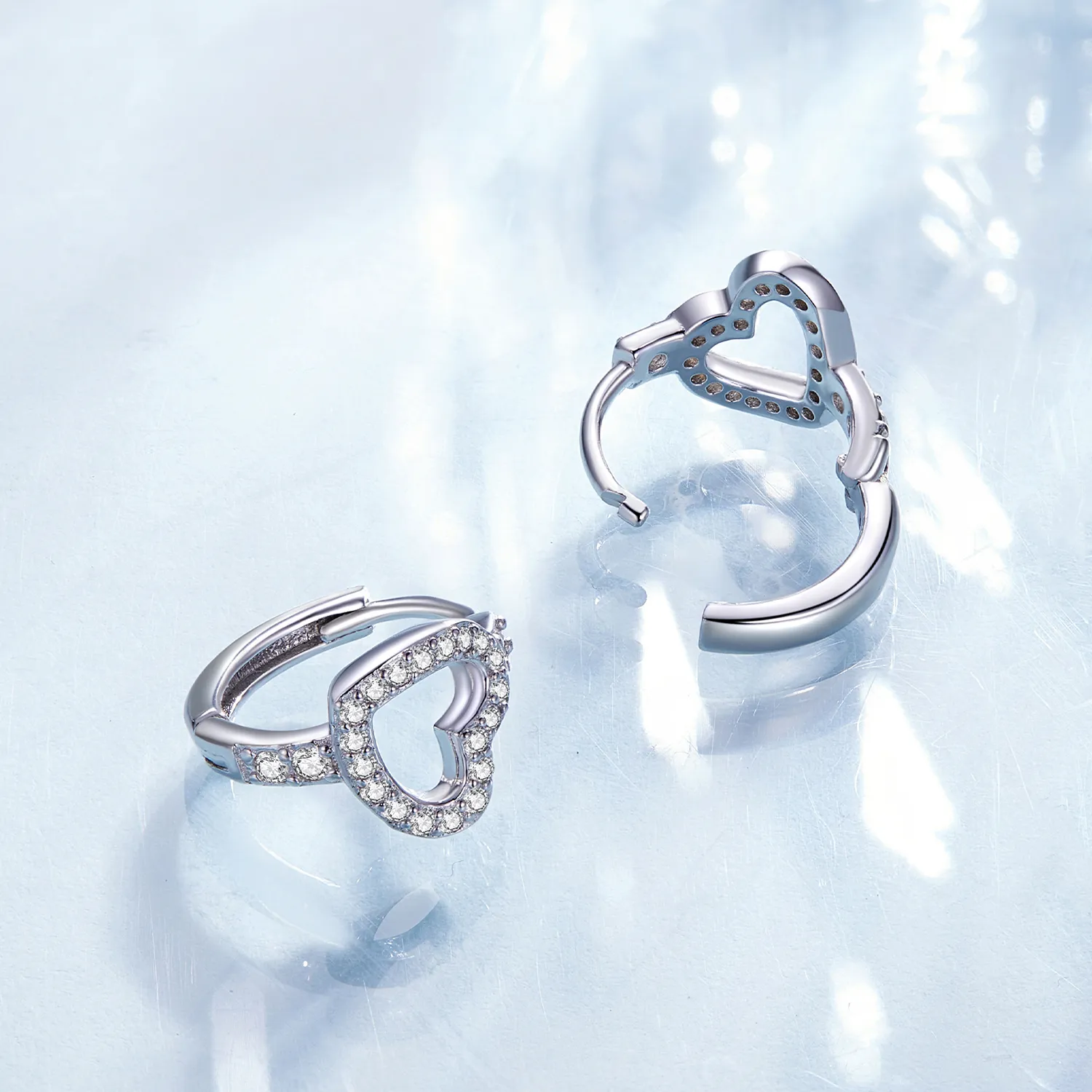 Pandora Style Heart-Shaped Hoop Earrings - BSE879