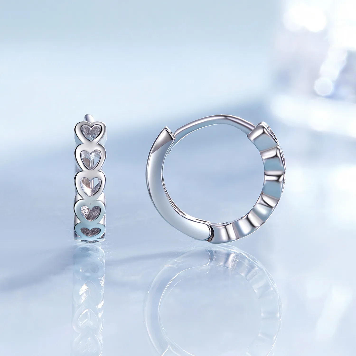 Pandora Style Heart-Shaped Hoop Earrings - BSE880