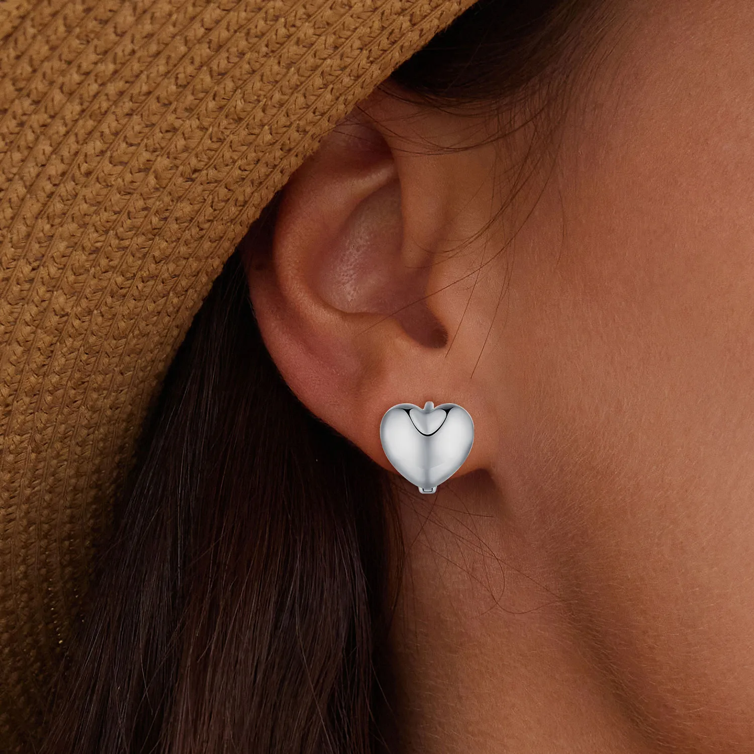 Pandora Style Heart-Shaped Hoop Earrings - BSE905