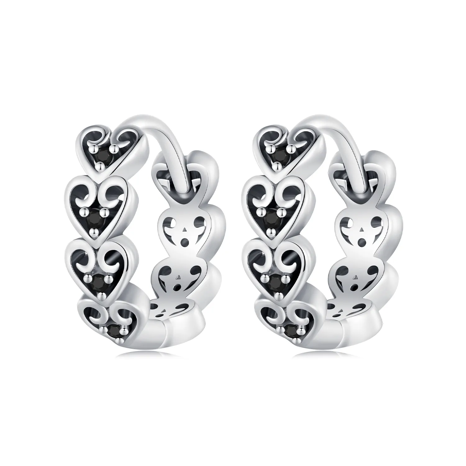 Pandora Style Heart-Shaped Hoop Earrings - SCE1613