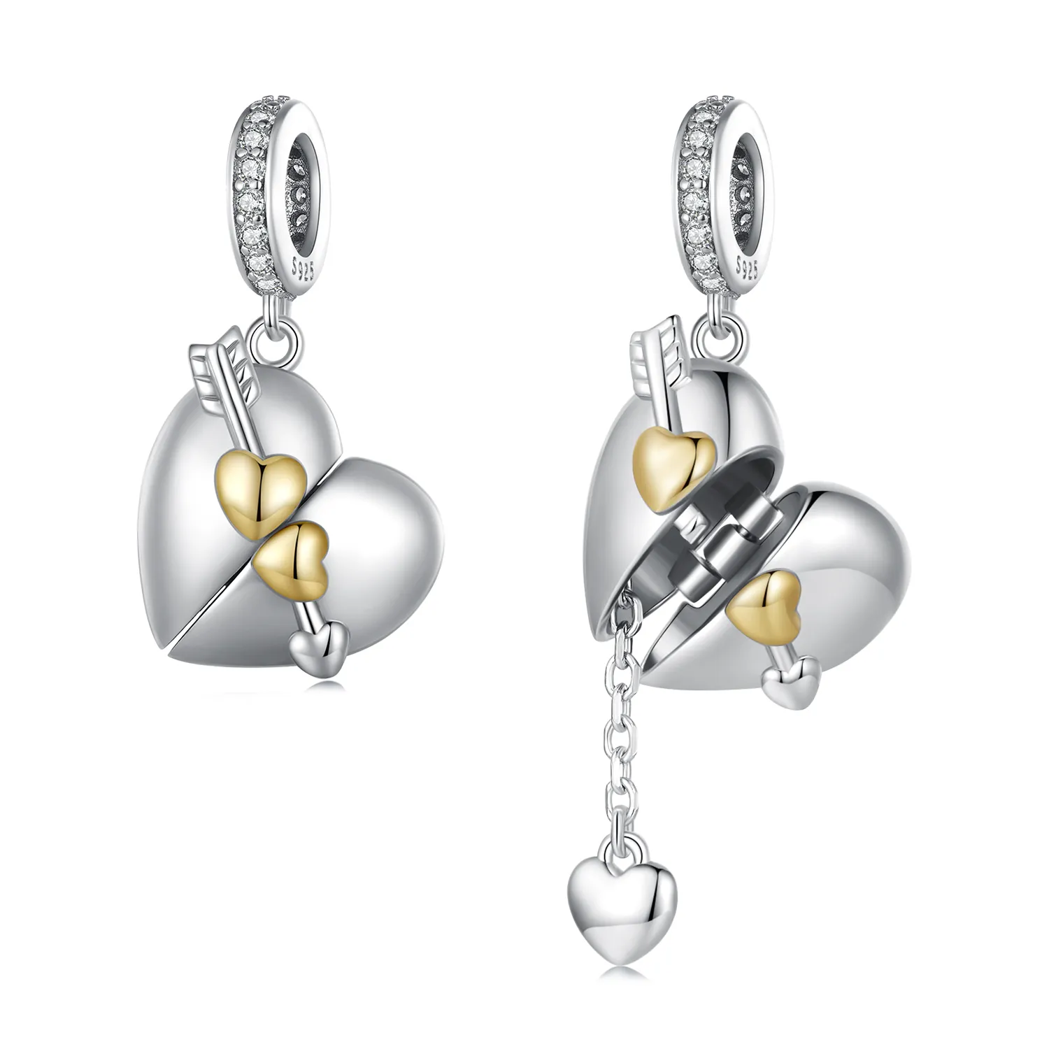 pandora style heartshaped openable dangle bsc804