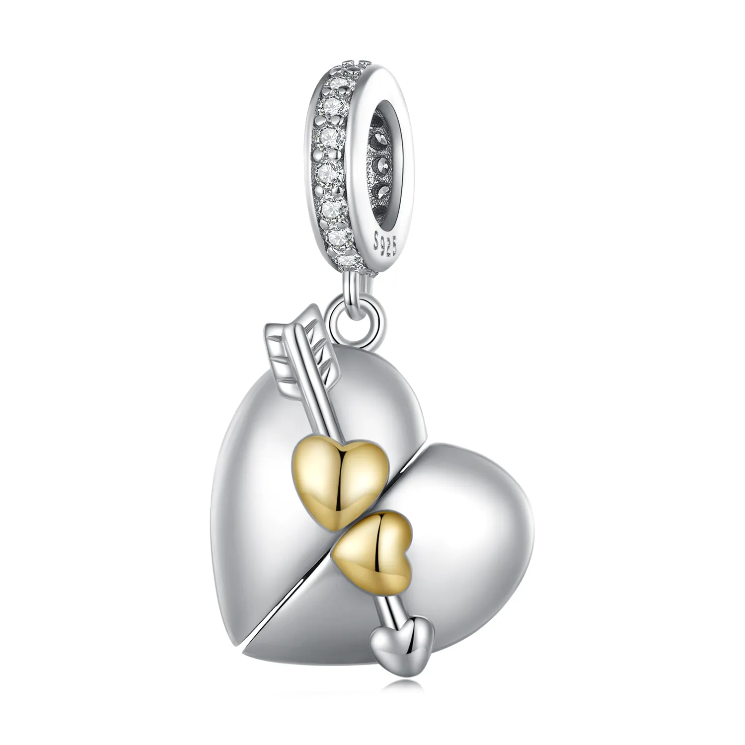 Pandora Style Heart-Shaped Openable Dangle - BSC804