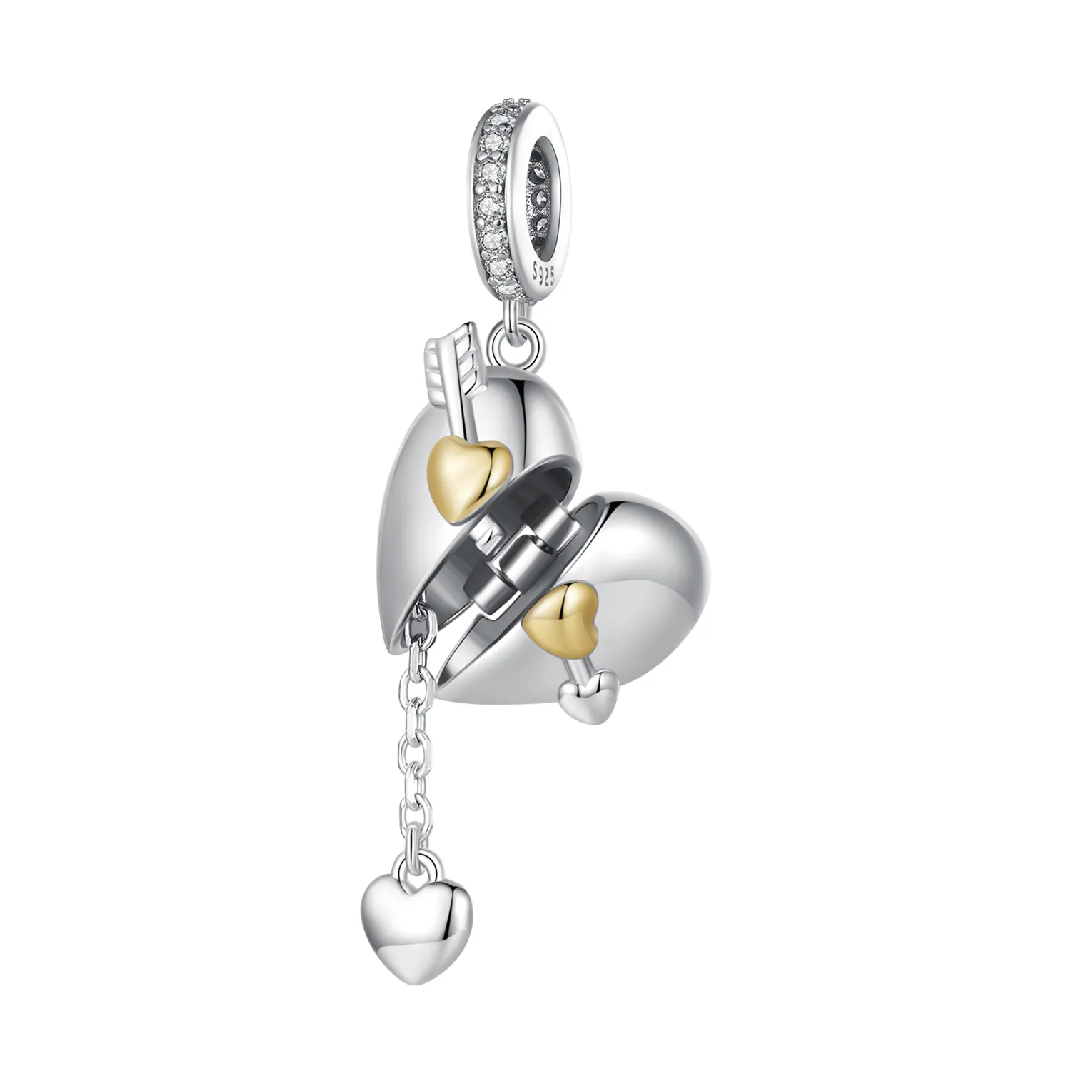 Pandora Style Heart-Shaped Openable Dangle - BSC804