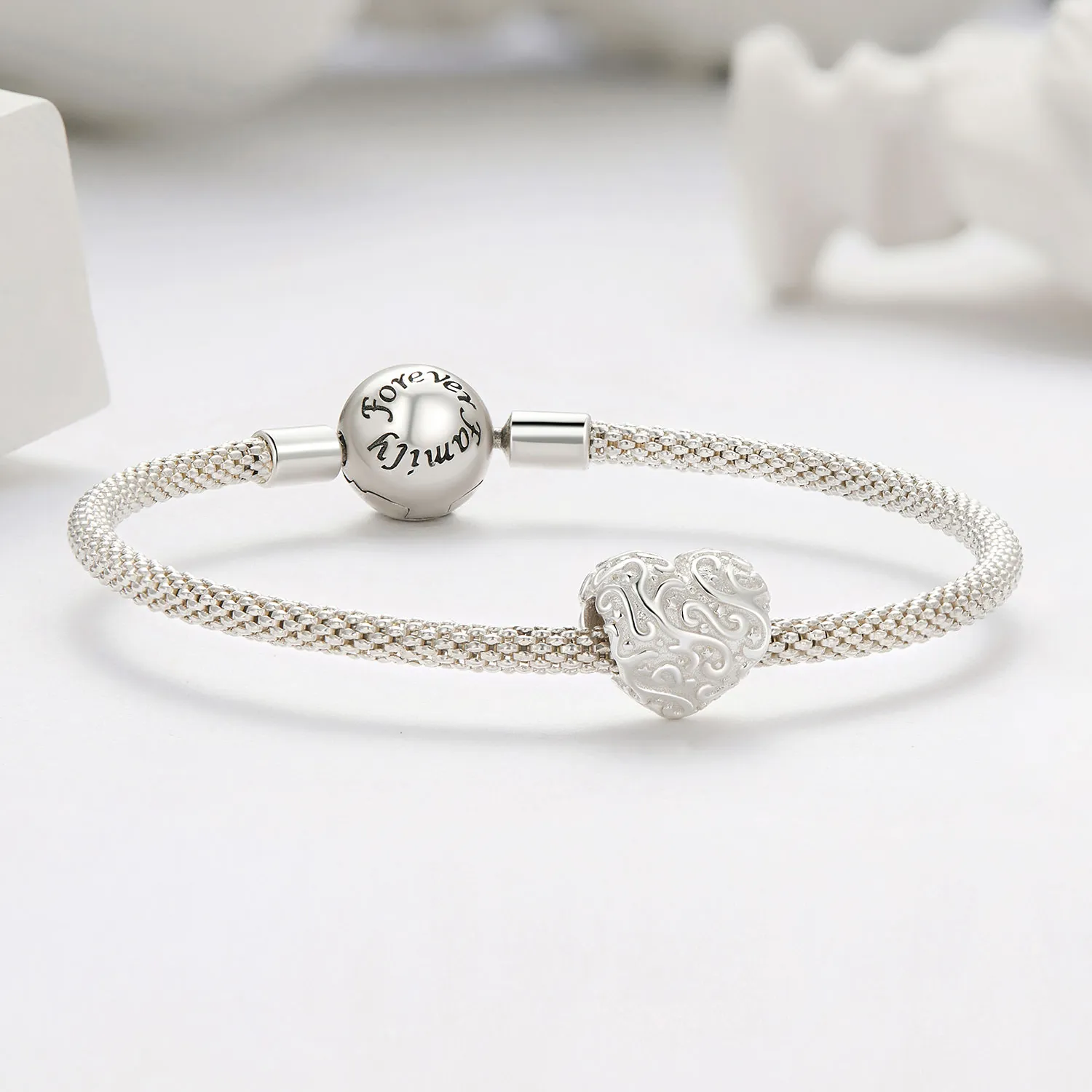 Pandora Style Heart-Shaped Pattern Charm - SCC2618