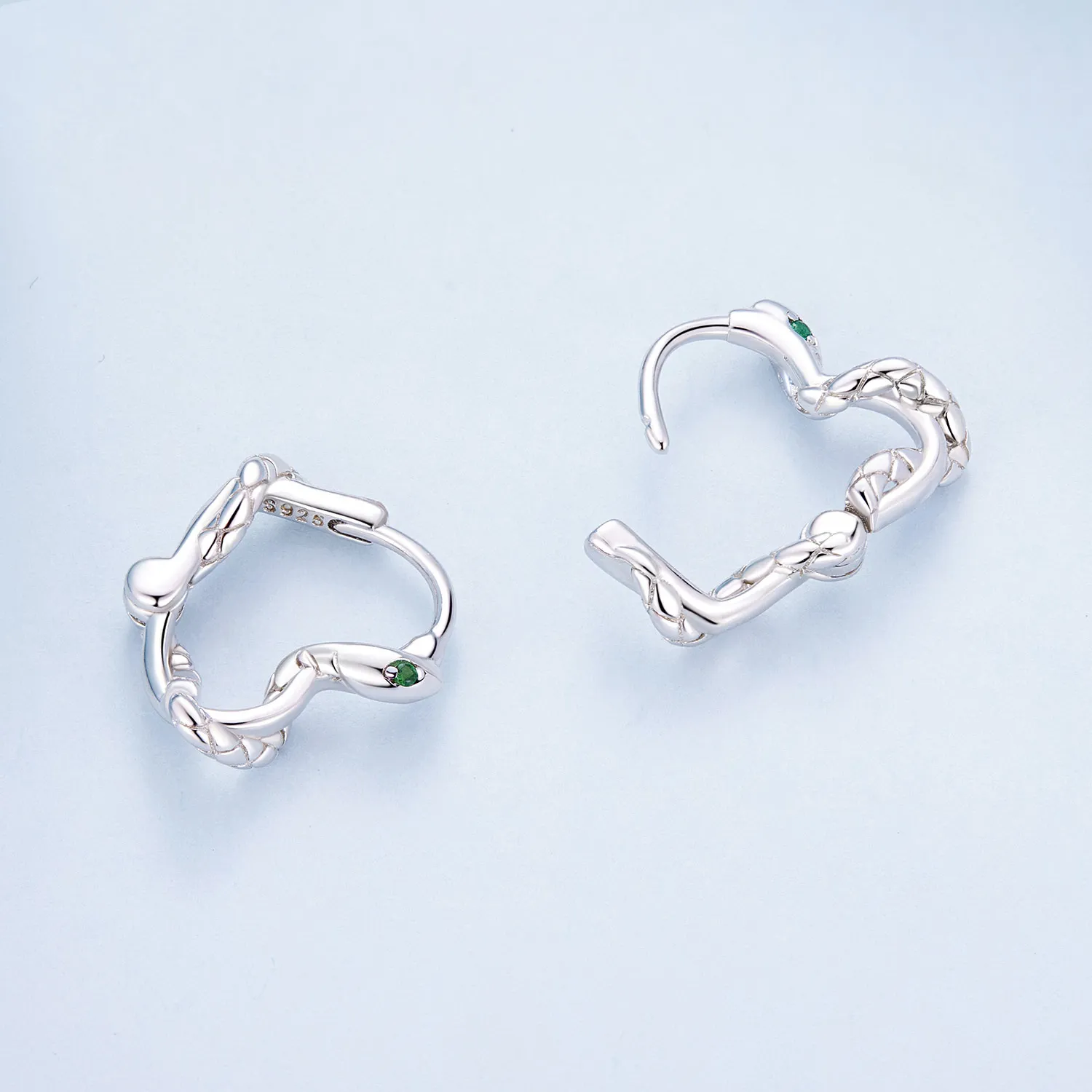 Pandora Style Heart-Shaped Spirit Snake Hoop Earrings - BSE911