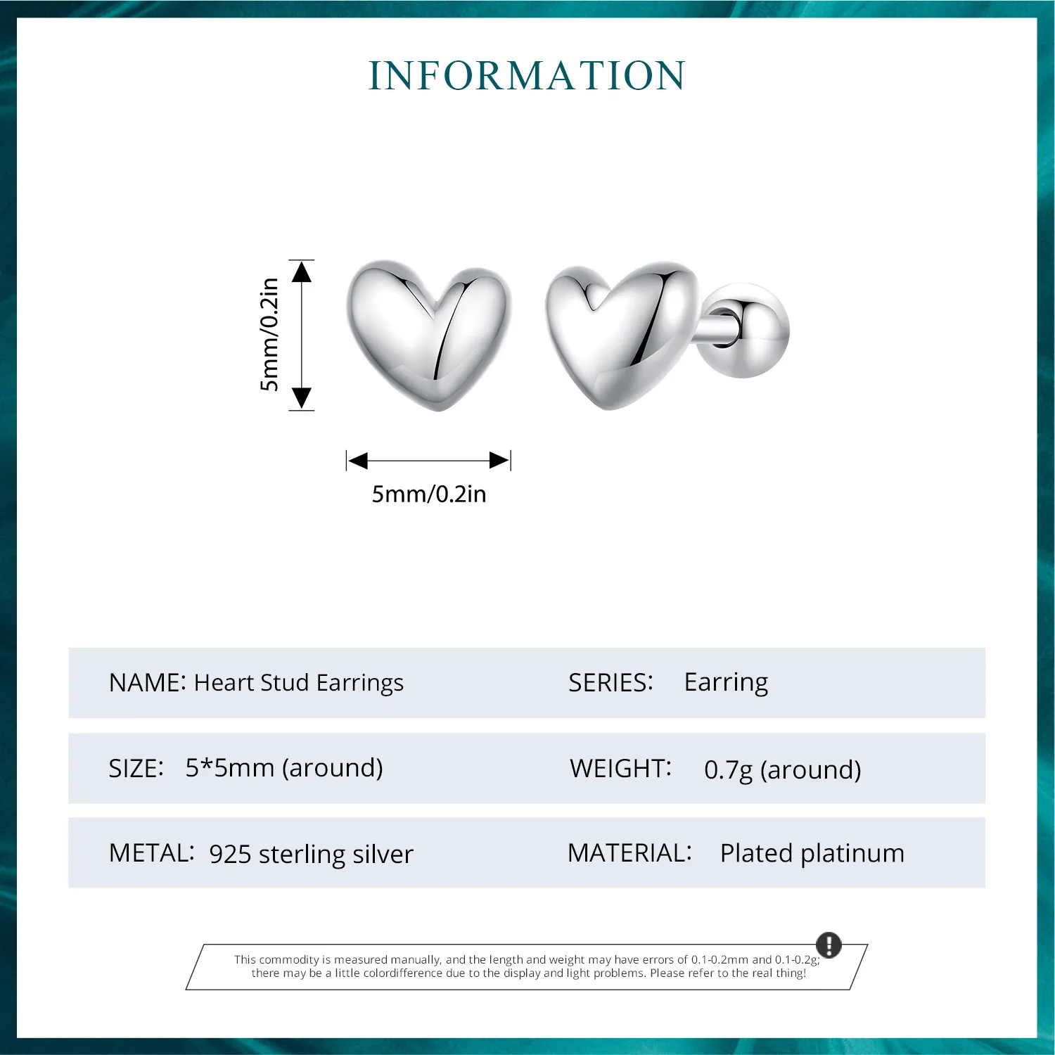 Pandora Style Heart-Shaped Studs Earrings - BSE886