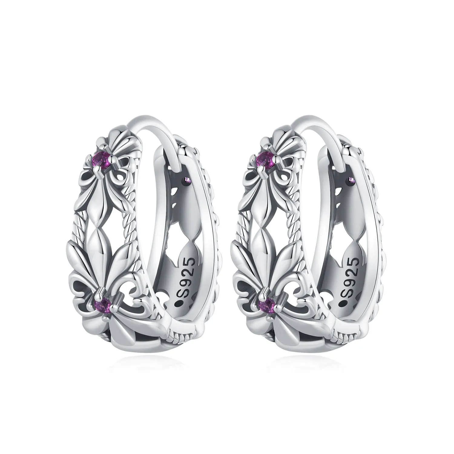 Pandora Style Iris Vintage Hoop Earrings - SCE1649