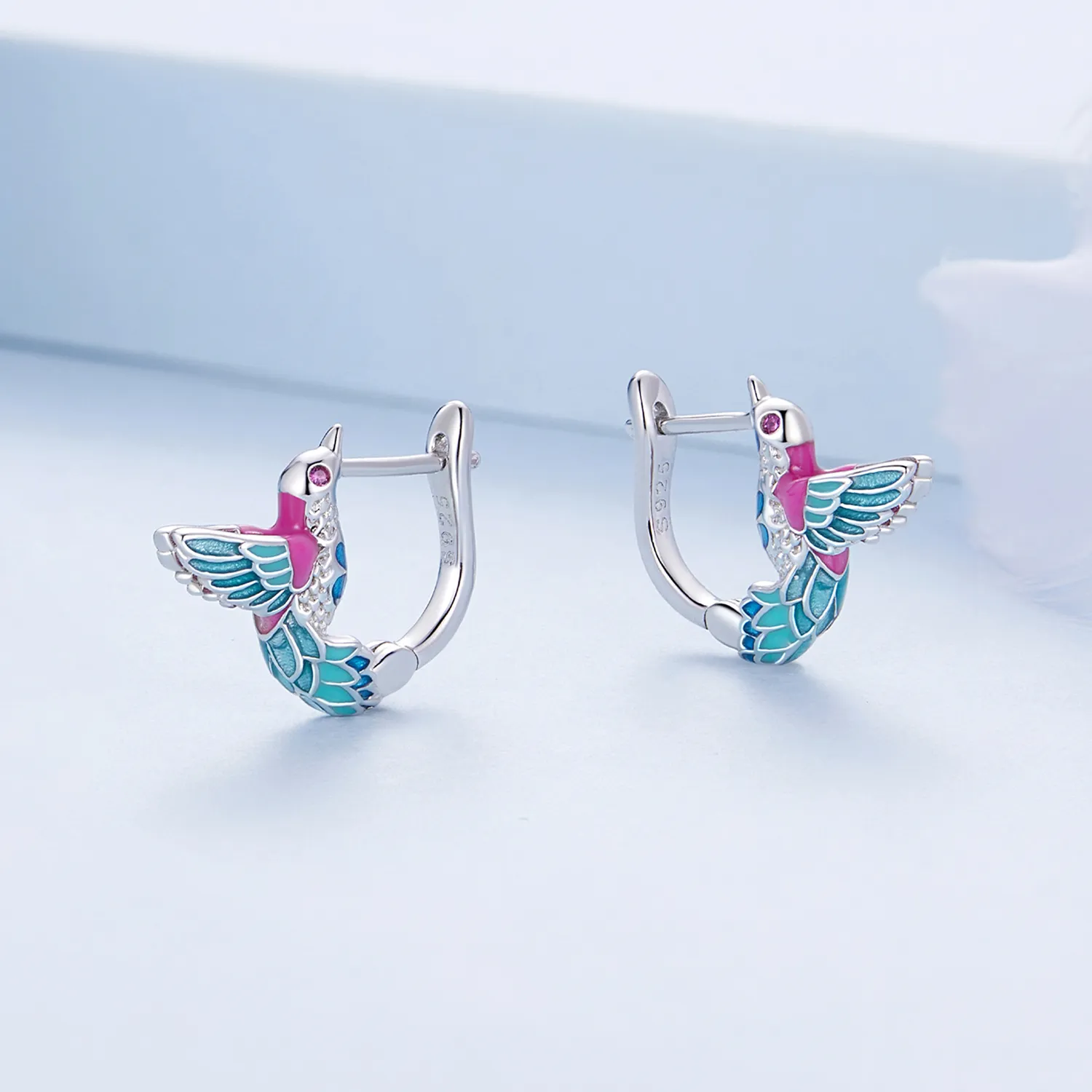 Pandora Style Kingfisher Hoop Earrings - BSE899